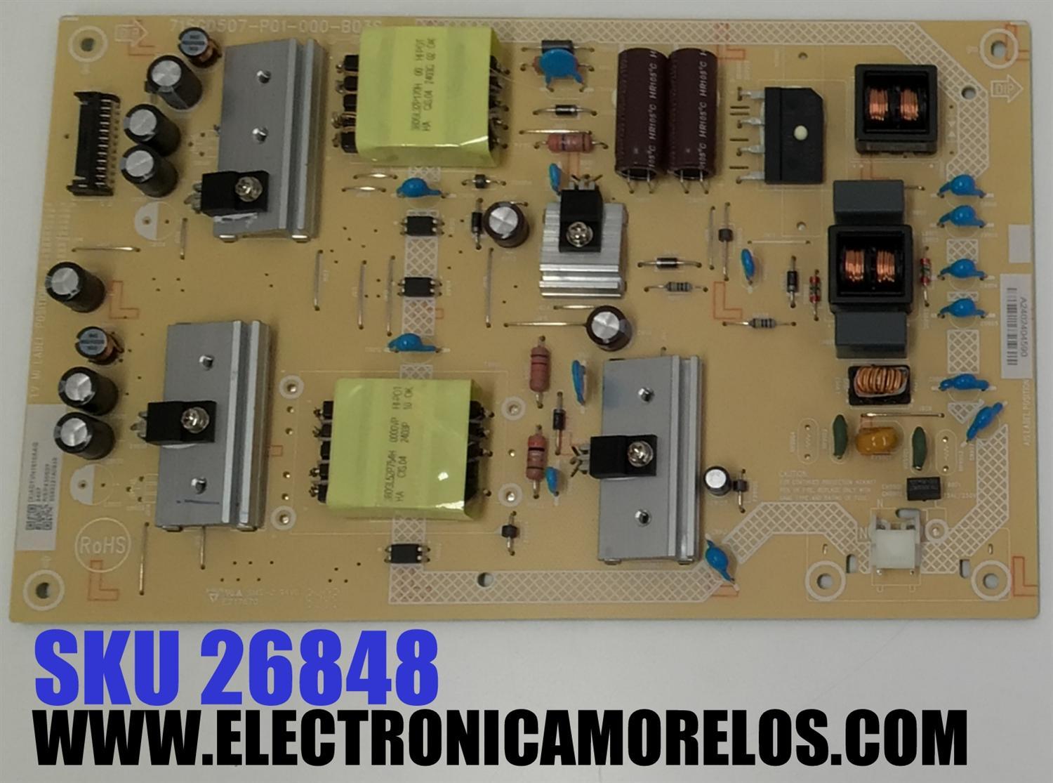 FUENTE DE PODER PARA TV VIZIO / NUMERO DE PARTE ADTVN1810AAG / 715GD507-P01-000-B03S / (X)ADTVN1810AAG / NSP430507 / 6589221A0935 / PANEL TPT430WR-GT013.H REV:S12J / DISPLAY PT430GT01-3 VER.1.2 / MODELO V4K43M-0801