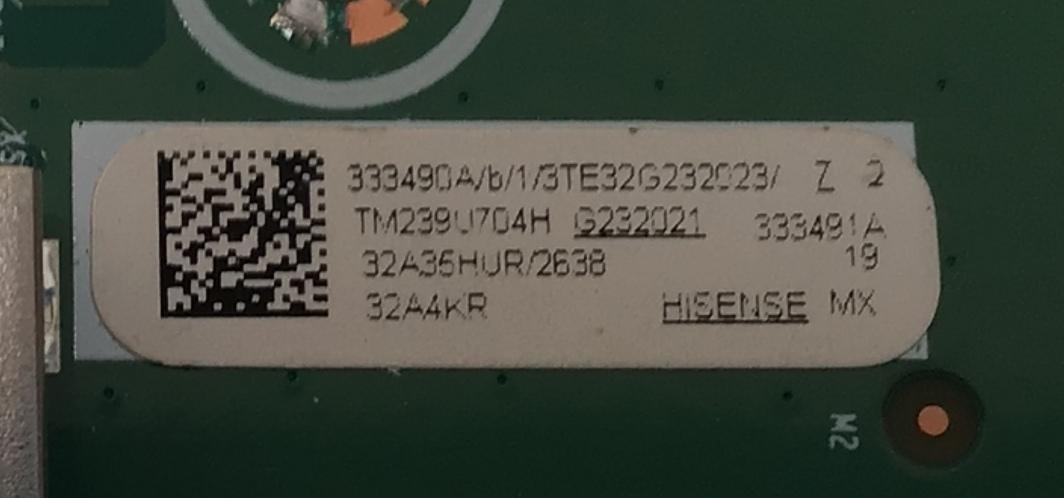 MAIN FUENTE ((COMBO)) PARA TV HISENSE HD ((SMART TV)) / NUMERO DE PARTE 333490 / RSAG7.820.13034/ROH / 32A35HUR/2638 / 333491 / G232021 / PANEL JHD315H1H71-T0L1B1 / DISPLAY HV320WHB-F56 REV.4.0 / MODELO 32A4KR / 32A4KR 32A35HUR - Imagen 2