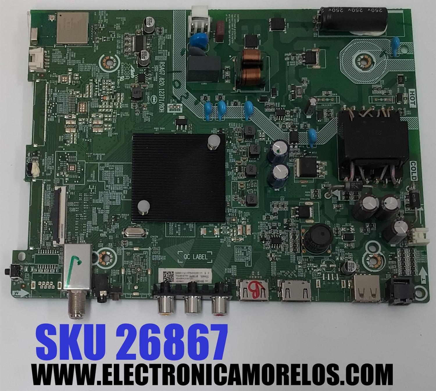 MAIN FUENTE ((COMBO)) PARA TV HISENSE FULL HD·SMART TV ((VIDAA)) / NUMERO DE PARTE 325661 / RSAG7.820.12371/ROH / 40A35HUV/M1231 / 325662 / G23011B / PANEL JHD400H1F01-TXL1 / DISPLAY V400HJ9-PE1 REV. C4 / MODELO 40A4KV / 40A4KV 40A35HUV