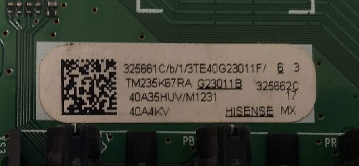 MAIN FUENTE ((COMBO)) PARA TV HISENSE FULL HD·SMART TV ((VIDAA)) / NUMERO DE PARTE 325661 / RSAG7.820.12371/ROH / 40A35HUV/M1231 / 325662 / G23011B / PANEL JHD400H1F01-TXL1 / DISPLAY V400HJ9-PE1 REV. C4 / MODELO 40A4KV / 40A4KV 40A35HUV - Imagen 4