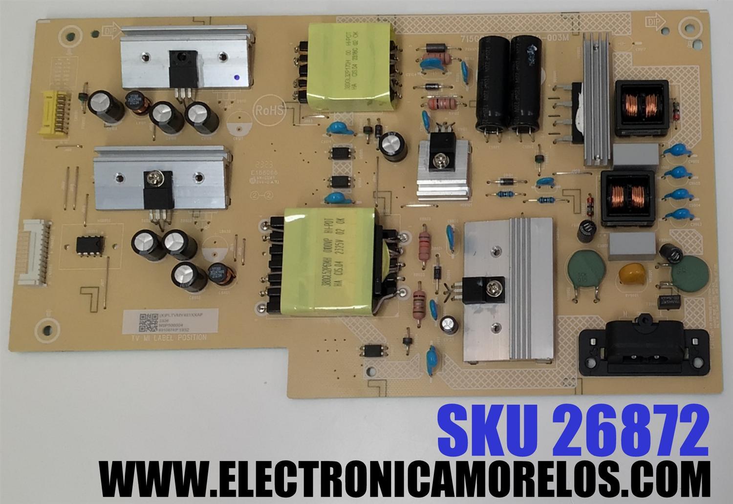 FUENTE DE PODER PARA TV VIZIO / NUMERO DE PARTE PLTVMY481XXAF / 715GC283-P01-000-003M / (X)PLTVMY481XXAF / NSP500504 / 6310874P / PANEL TPT500WR-DJ7QE1.N REV:SD2AY / MODELO V505-J01 / V505-J01 LTC6E8WZ