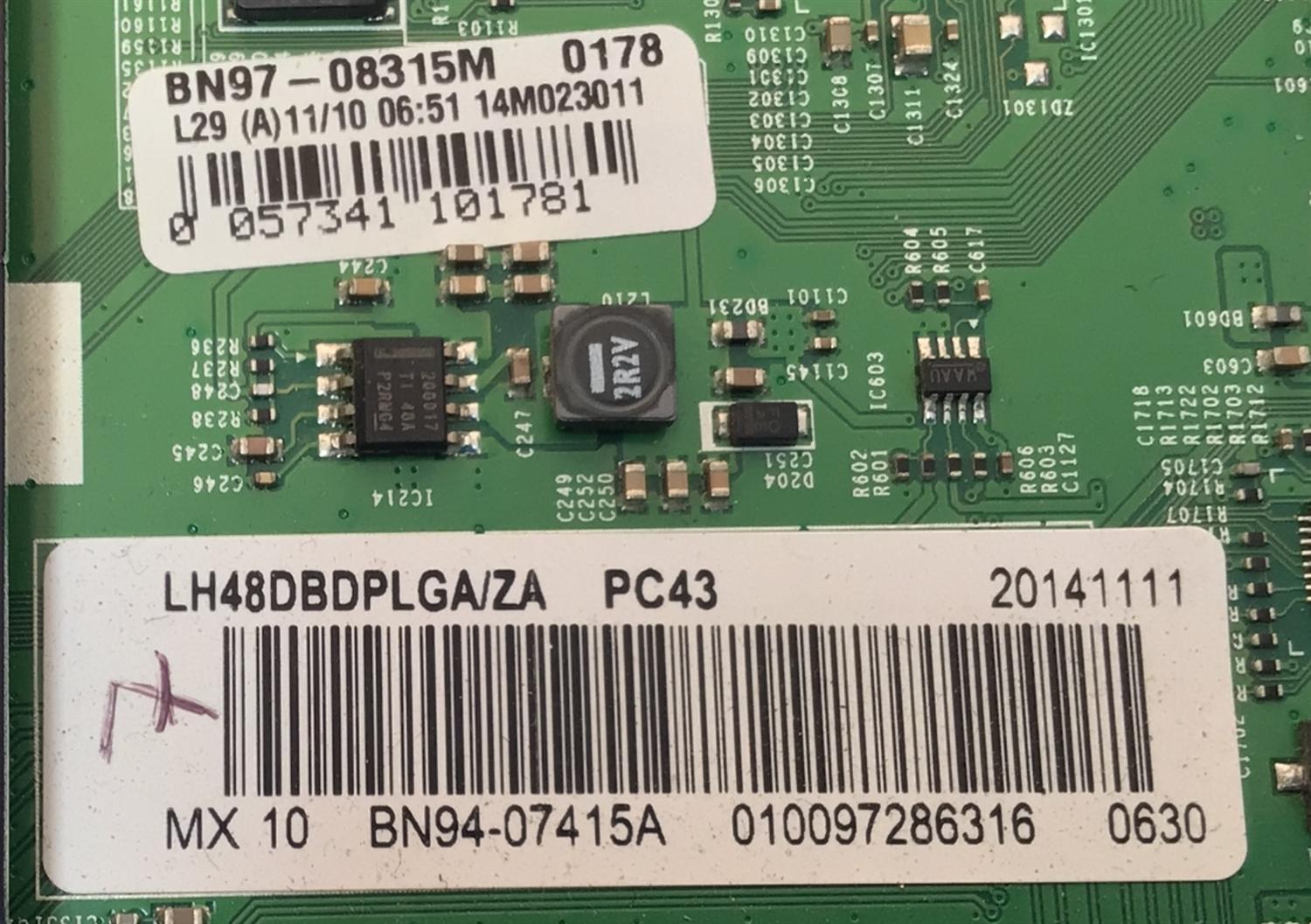 MAIN PARA TV COMERCIAL SAMSUNG FULL HD / NUMERO DE PARTE BN94-07415A / BN97-08315M / BN9407415A / MODELO LH48DBDPLGA/ZA / LH48DBDPLGA/ZA SS01 - Imagen 2