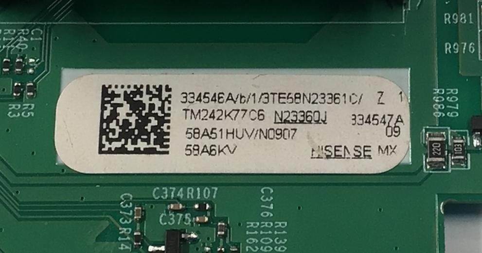 MAIN FUENTE COMBO ORIGINAL PARA TV HISENSE 4K UHD HDR VIDAA / NUMERO DE PARTE 334546 / RSAG7.820.12970/ROH / 334547 / 58A51HUV/N0206 / N232831 / PANEL HD580Y1U92-TAL2 / DISPLAY CV580U1-T01 REV:02 / MODELO 58A6KV / 58A6KV 58A51HUV - Imagen 3