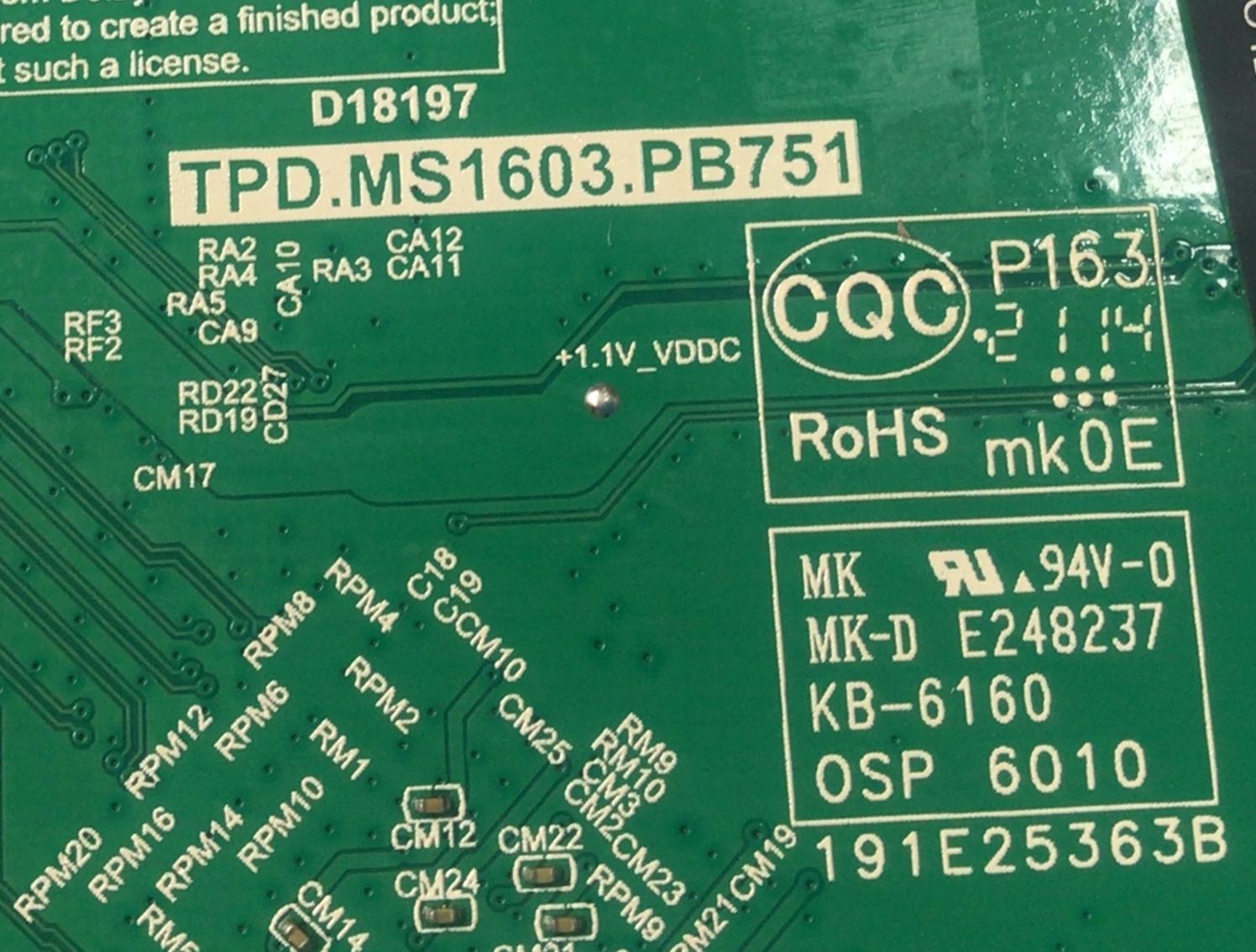 MAIN FUENTE COMBO PARA TV ELEMENT ORIGINAL HD ROKU TV / NUMERO DE PARTE U21051918 / TPD.MS1603.PB751 / CH_XC9C_A / U21051918-0A00025 / PANEL C240Y19-D6 / DISPLAY PT236AT02-4 VER.1.0 / MODELO E1AA24R - Imagen 3