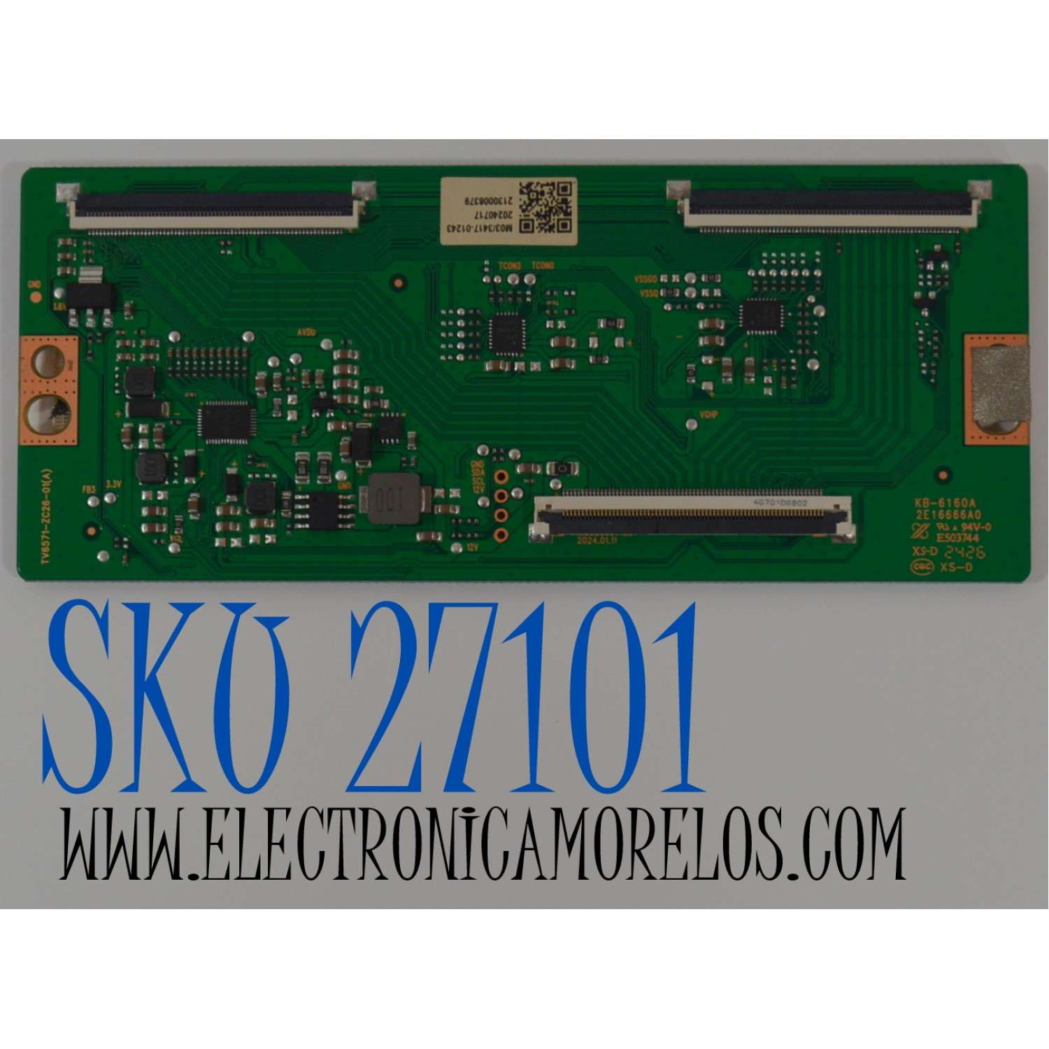 T-CON ORIGINAL PARA TV ONN / NUMERO DE PARTE 513C6571M03 / TV6571-ZC26-01 / TV6571-ZC26-01(A) / KB-6160A / M03-3417-01243 / 20240717 / 2130006379 / DISPLAY HV650QUB-F71 / MODELO 100012587 65"