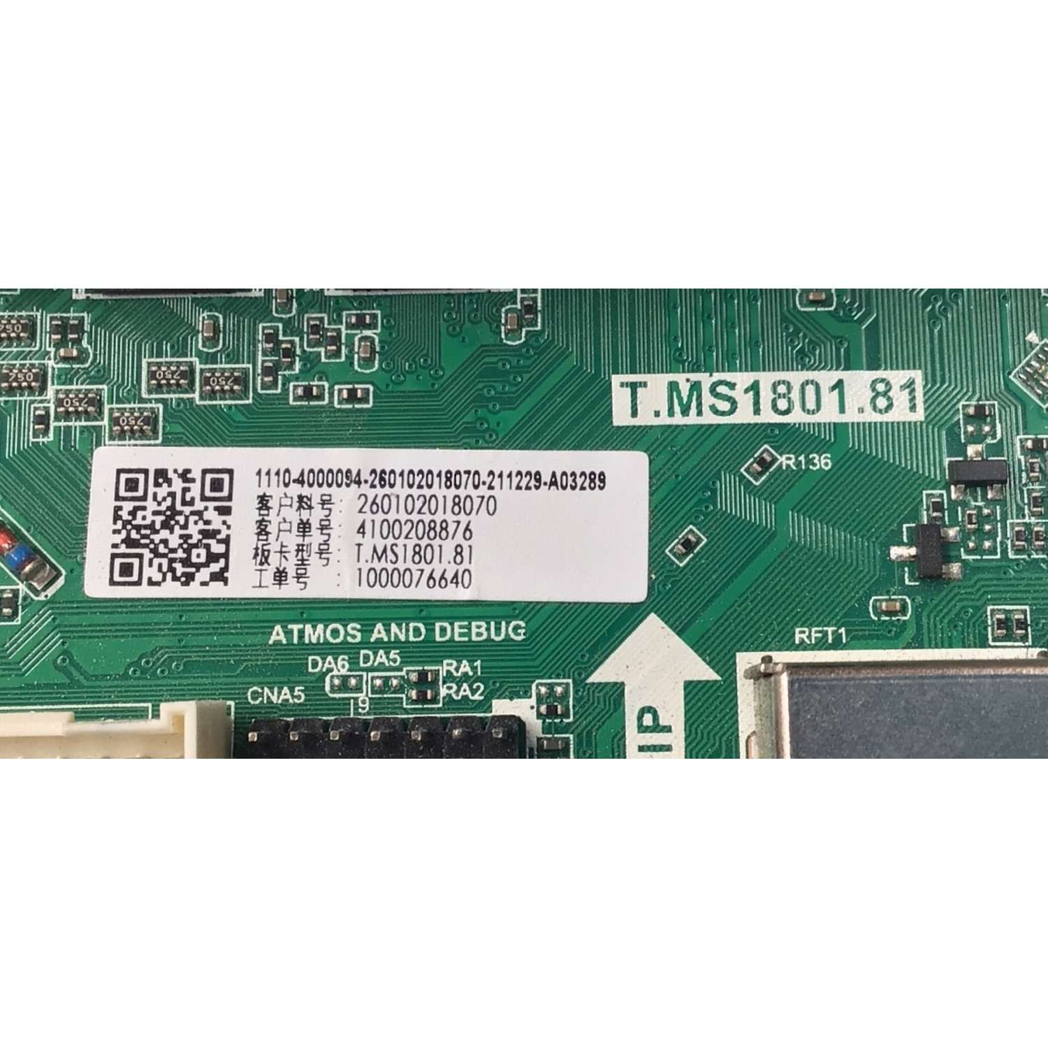 MAIN PARA TV WESTINGHOUSE ORIGINAL 4K UHD HDR ROKU TV / NUMERO DE PARTE 260102018070 / T.MS1801.81 / 4100208876 / 1000076640 / 1110-4000094 / 211229-A03289 / DISPLAY PT430GT01-1 VER.1.0 / MODELO WR43UT4212 - Imagen 2