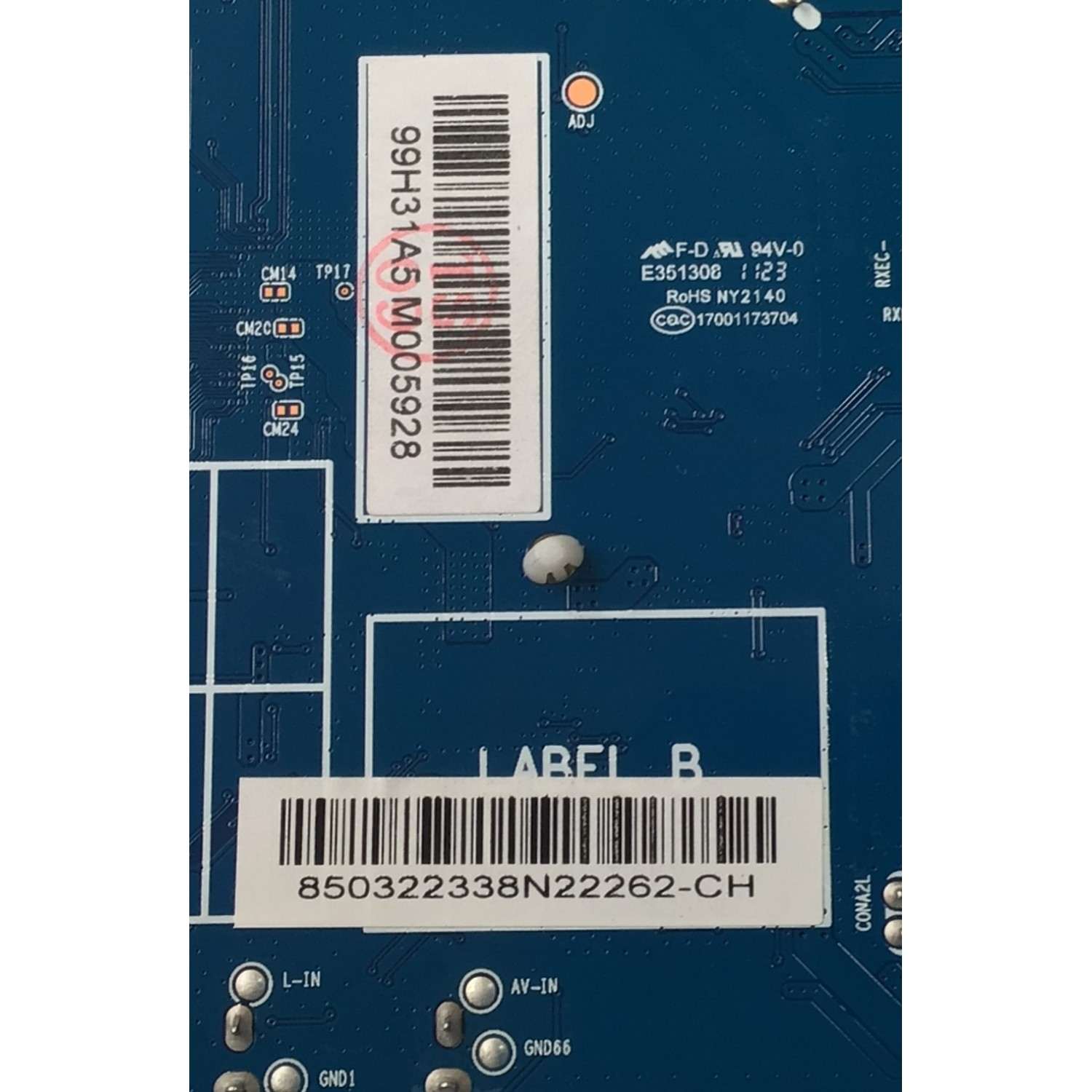MAIN FUENTE COMBO PARA TV ONN ORIGINAL FHD ROKU TV / NUMERO DE PARTE MB-M9011-P-CL-0001 / CQC17001173704 / 99H31A5 / M005928 / 850322338N22262-CH / PANEL C420Y20-5C / DISPLAY JE415D3HA2L / MODELO 100068372 42" - Imagen 3