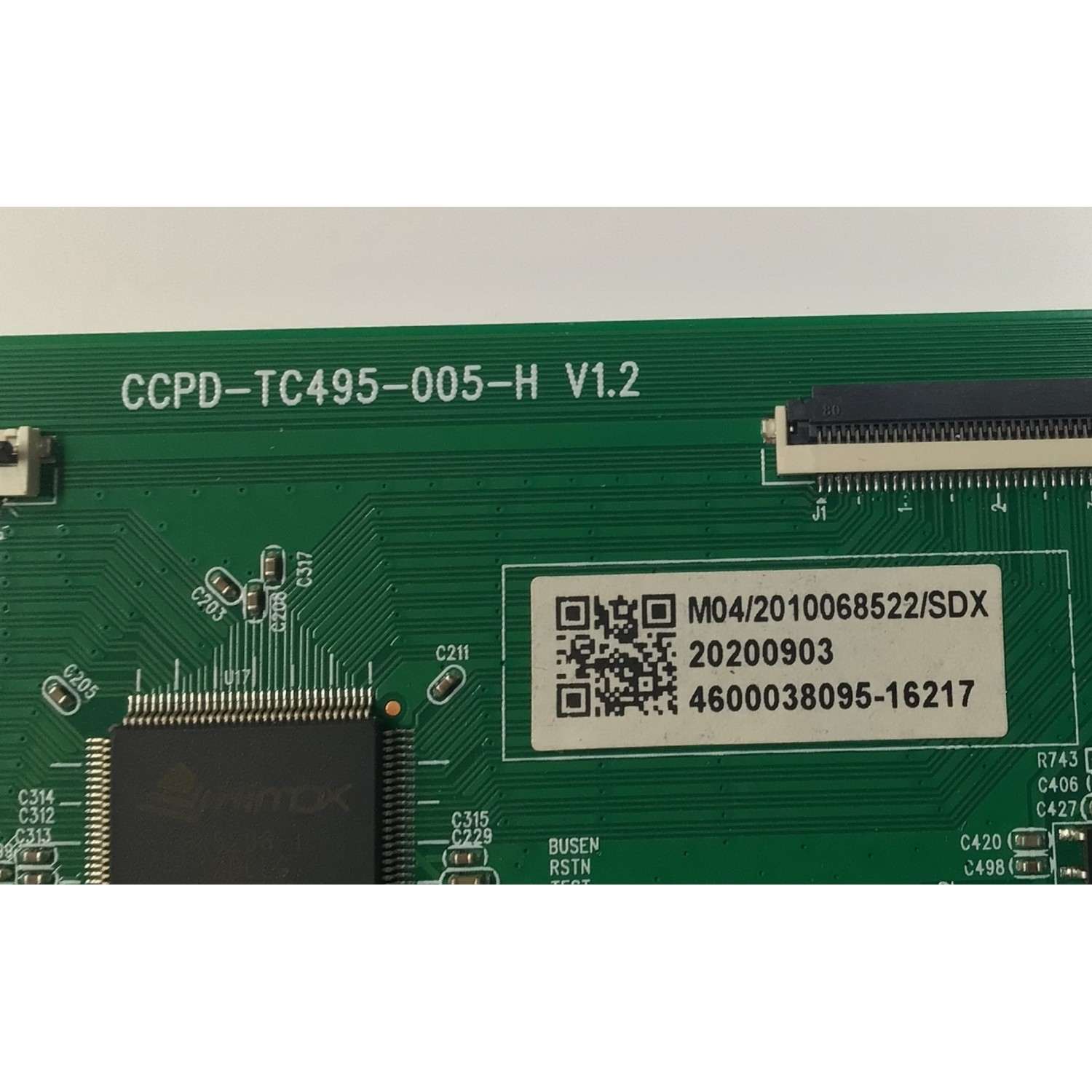 T-CON PARA TV JVC ORIGINAL / NUMERO DE PARTE 513C4951M04 / CCPD-TC495-005-H V1.2 / M04/2010068522/SDX / 20200903 / 4600038095-16217 / DISPLAY CC500PV1D VER.02 / MODELO LT-50MAW595 - Imagen 2