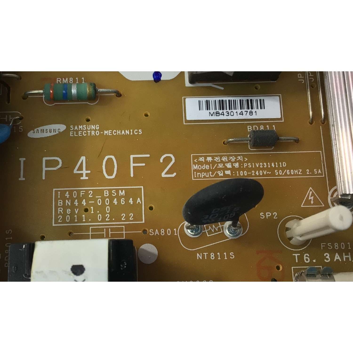 FUENTE DE PODER PARA TV SAMSUNG ORIGINAL / NUMERO DE PARTE BN44-00464A / IP40F2_BSM / BN4400464A / PSIV231411D / PANEL V400H1-LHA REV.C1 / MODELOS LN40D630M3FXZA / LN40D530M3FXZA / LN40D610M4FXZA - Imagen 3