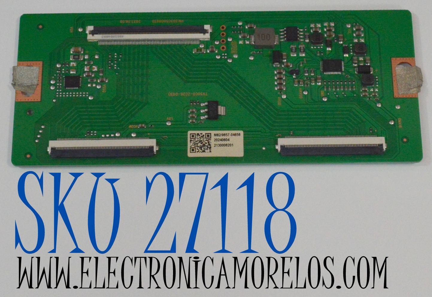 T-CON PARA TV ONN ORIGINAL / NUMERO DE PARTE 513C50C0M62 / TV50C0-ZC26-01 / TV50C0-ZC26-01(B) / 303C50C0232 / M62/9657-04656 / 20240604 / 2130006201 /  PANEL V650DJB-Q02 (D2) / DISPLAY V650DJB-Q02 REV.D2 / MODELO 100012587 65"