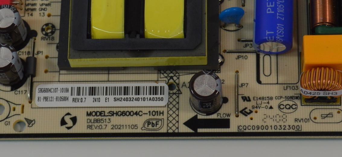 FUENTE DE PODER ORIGINAL NUEVA PARA TV PHILIPS / NUMERO DE PARTE 81-PBE121-H105004 / SHG6004C-101H / 20211105 / DLBB513 / CQC09001032300 / SHG6004C107-101HA / SHG6004C / PANEL LVU430CSDX A0011 / MODELO 43PFL5756/F7 - Imagen 2
