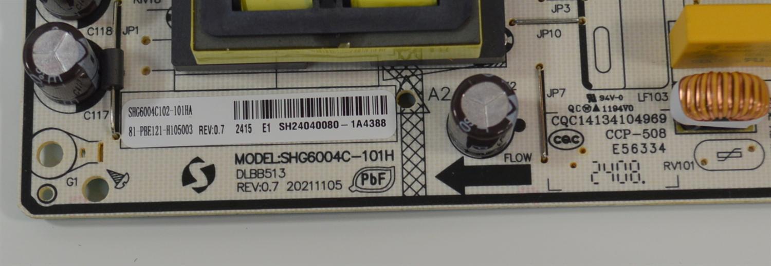 FUENTE DE PODER ORIGINAL NUEVA PARA TV PHILIPS / NUMERO DE PARTE 81-PBE121-H105003 / SHG6004C-101H / DLBB513 / SHG6004C / SHG6004C102-101HA / DLBB513 REV:0.7 / 20211105 / CQC14134104969 / E56334 / MODELO 43PFL5756 / 43PFL5756/F7A CF2 - Imagen 2