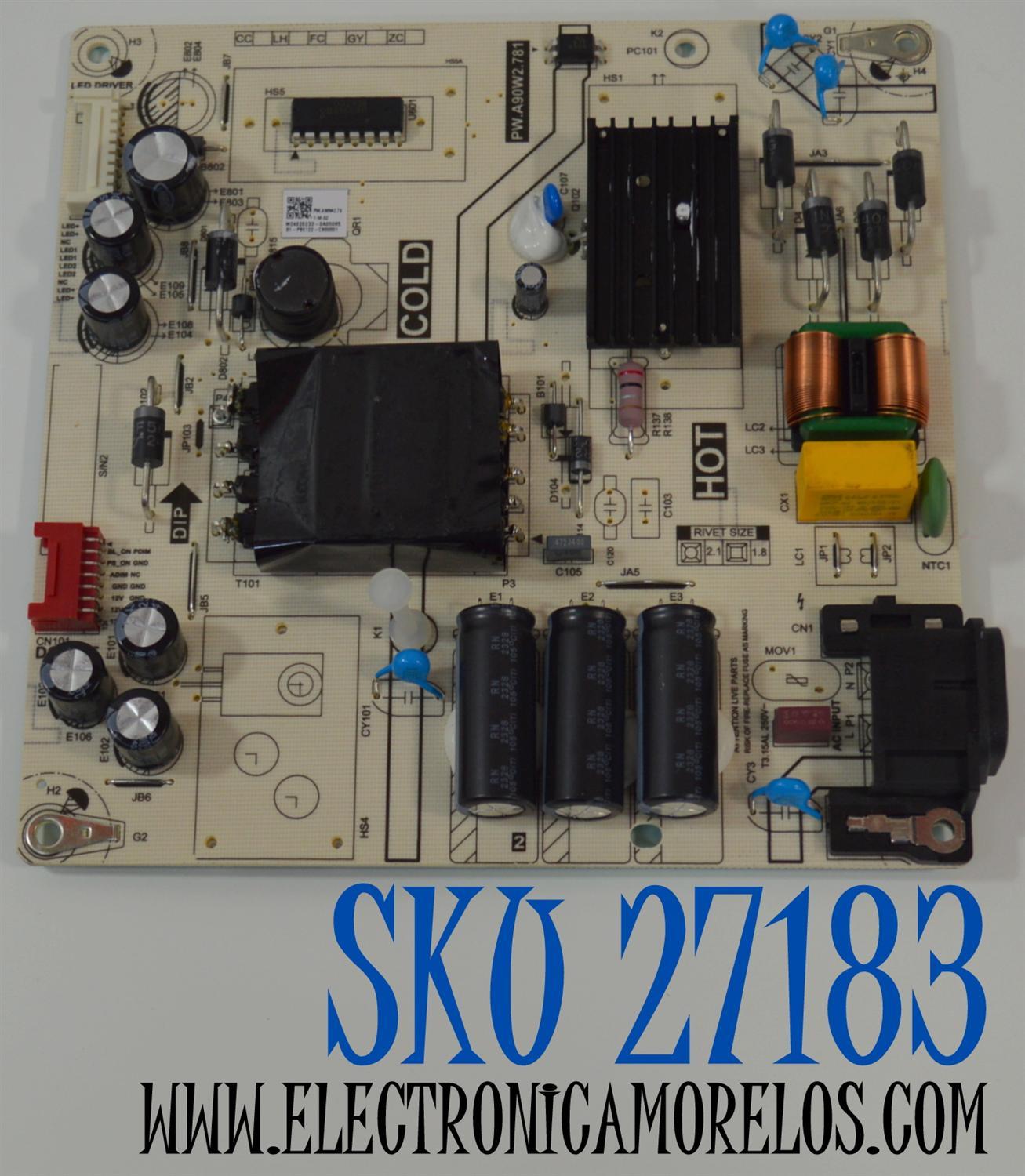 FUENTE DE PODER ORIGINAL NUEVA PARA TV JVC / NUMERO DE PARTE 81-PBE122-C900001 / 81-PBE122-C0900001 / PW.A90W2.781 / PW.A90W2.781-M-02 / PW.A90W2 781-M-02 / E173873 / PANEL LVU550CSDX / DISPLAY ST5461D12-6 VER.2.2 / MODELO SI55URF / DAW55URF