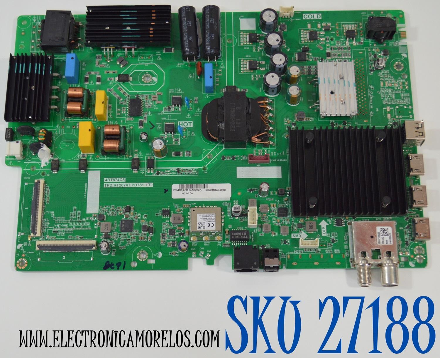 MAIN FUENTE COMBO ORIGINAL PARA TV SMART TV  LG. / NUMERO DE PARTE SVS4RT8704-MA200CK / TPD.RT2874T.PD781 / 4RT874C5 / TPD.RT2874T.PD781(T) / MDLU9008374 / 2605Y08A0 MODELO 65UT7570PUB
