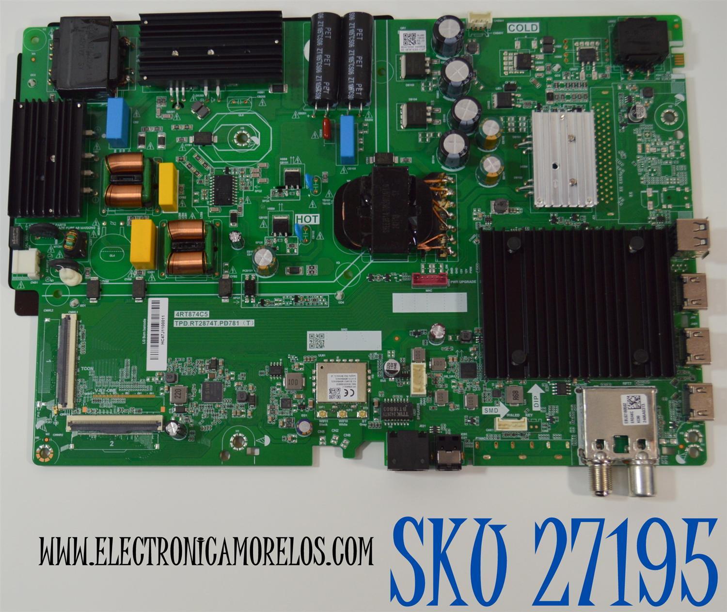 MAIN FUENTE COMBO NUEVA ORIGINAL PARA TV LG 4K UHD HDR SMART TV / NUMERO DE PARTE 02-4RT874C65-C18T / 02-4RT874C65-C18T / 4RT874C5 / TPD.RT2874T.PD781(T) / DLU8015533 / H24070099 / MODELO 65UT7570PUB