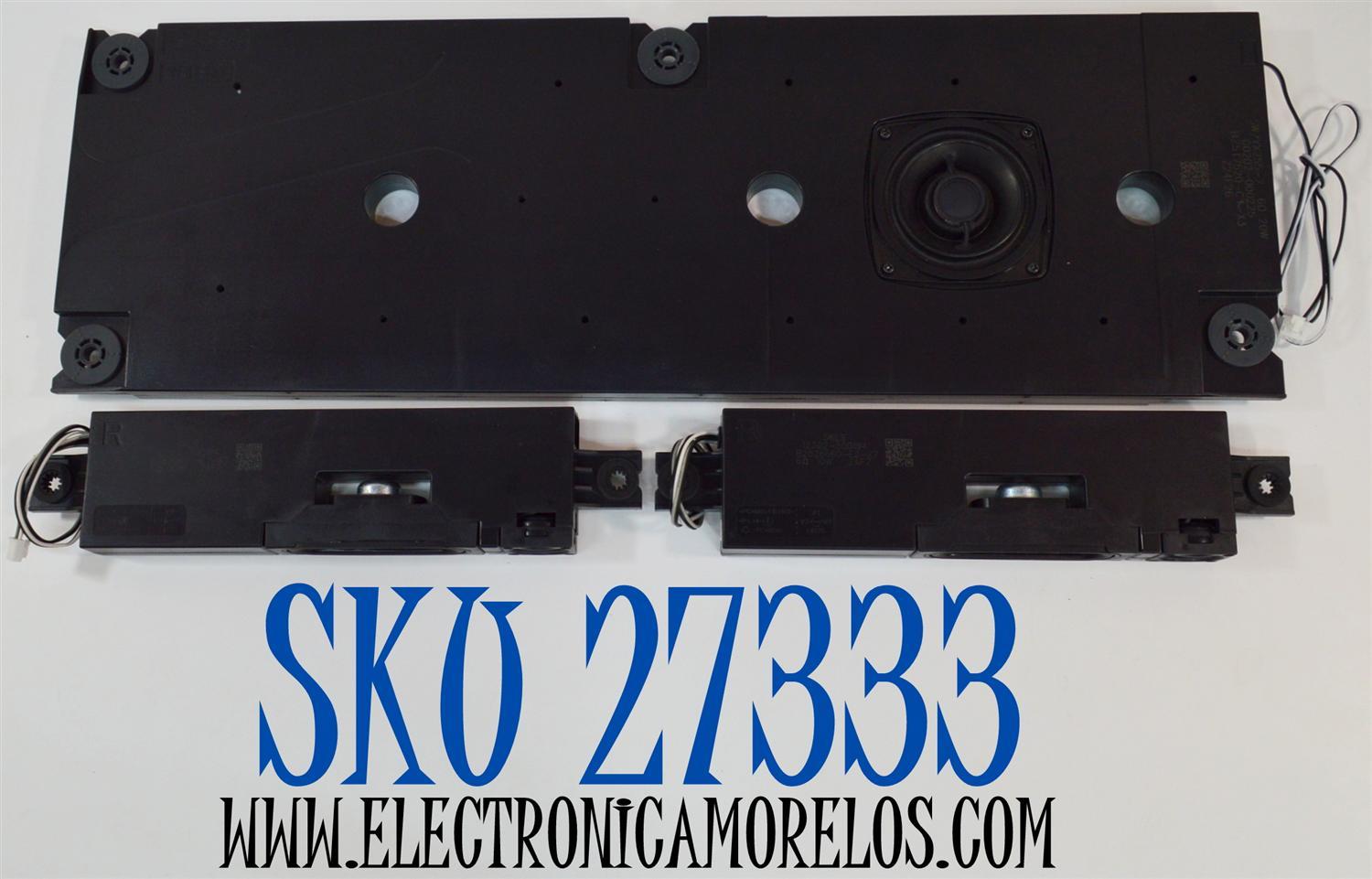 KIT DE BOCINAS ORIGINAL PARA TV TCL 3 PIEZAS / NUMERO DE PARTE 12302-500194 / G0202-000225 / B2526660-E2-X7 / 6Ω / 10W / 20W / BZ517520-C1-X3 / Z24F26 / SW/YX255-7 / MODELO 98Q672G