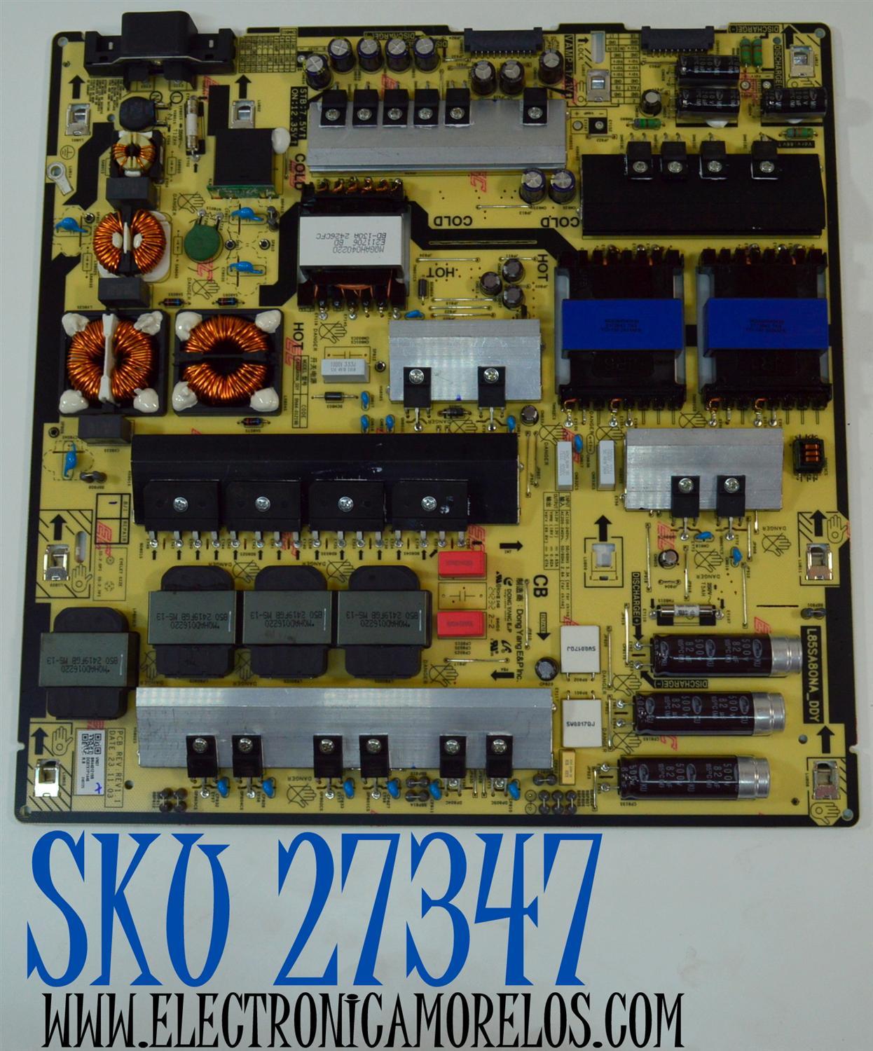 FUENTE DE PODER ORIGINAL PARA TV SAMSUNG / NUMERO DE PARTE BN44-01219B / L85SA80NA_DDY / BN4401219B / PANEL CY-TD085FMAV2H / DISPLAY T850QVN04.3 / BN96-58275A / MODELO QN85QN85DDFXZA / QN85QN85DDFXZA AA01