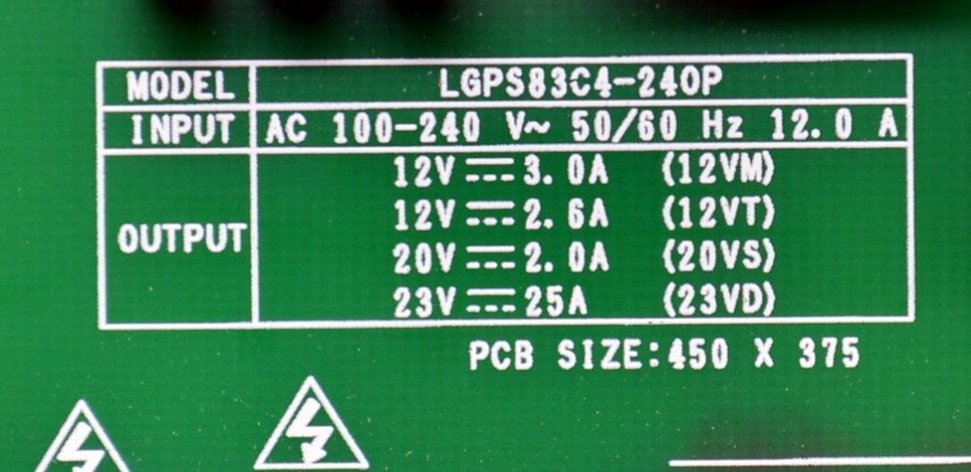 FUENTE DE PODER ORIGINAL PARA TV LG / NUMERO DE PARTE 41959801 / EAX70214903 / EAX70214903(1.0) / LGPS86C4-240P / 4HPRSLOK-0001 / 83C4MP / PANEL LE830AQU (ES)(B2) / MODELO OLED83C4AUA / OLED83B4AUA - Imagen 3