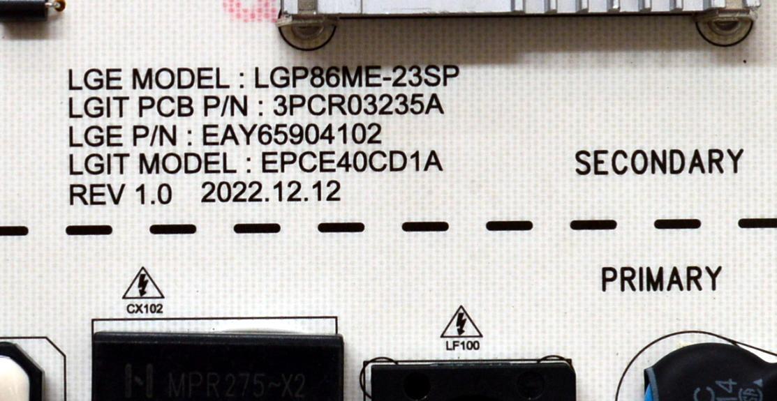 FUENTE DE PODER ORIGINAL PARA TV LG / NUMERO DE PARTE EAY65904102 / EPCE40CD1A / 3PCR03235A / LGP86ME-23SP / PANEL NC860QQD-VBMH5 / DISPLAY HF860QUB-E2D / MODELO 86QNED90TAA / 86QNED90TAA.BUSFLJR - Imagen 2