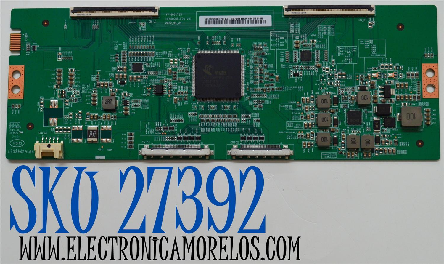 T-CON ORIGINAL PARA TV LG / NUMERO DE PARTE 44-9772044B / 47-6021715 / HF860QUB-E2D-V01 / 44-9772044BUY1B45R / HF860QUBE2D / DISPLAY HF860QUB-E2D / PANEL NC860QQD / BORAD HF860QUB-E2D_R1_V01 / HF860QUB-E2D_L1_V01 / MODELO 86QNED90TAA.BUSFLJR