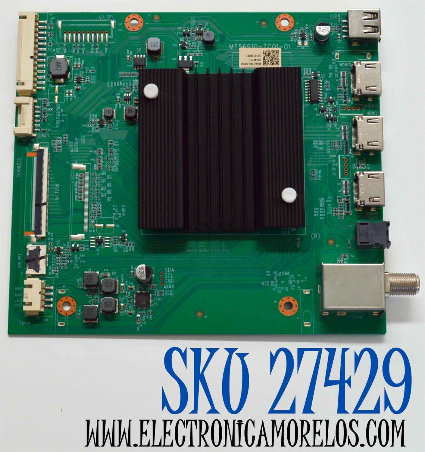 MAIN ORIGINAL PARA TV VIZIO 4K UHD HDR SMARTCAST / NUMERO DE PARTE 515C56910M04 / MT56910-ZC01-01 / M04/1392-00353 / 2010136061 / DISPLAY JR645R3HA3L / MODELO V4K65M-0810 / V4K65M-0810 LMC1V1JA