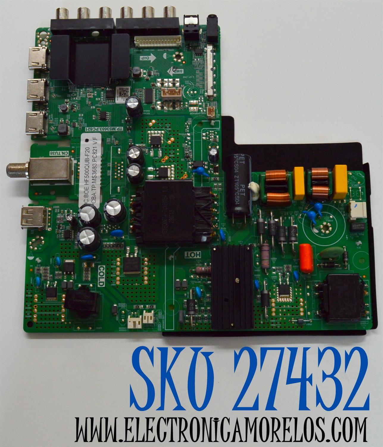 MAIN FUENTE COMBO ORIGINAL PARA TV SCEPTRE 4K UHD TV / NUMERO DE PARTE  DXCK202407 / TP.MS3683.PC821 / DXCK202407-026 / HF500QUB-F20 / 1.05.01.0010865-000 / A24070912 / PANEL MDHF500QUB-F20 / DISPLAY HF500QUB-F20 / MODELO U515CV-UMRD