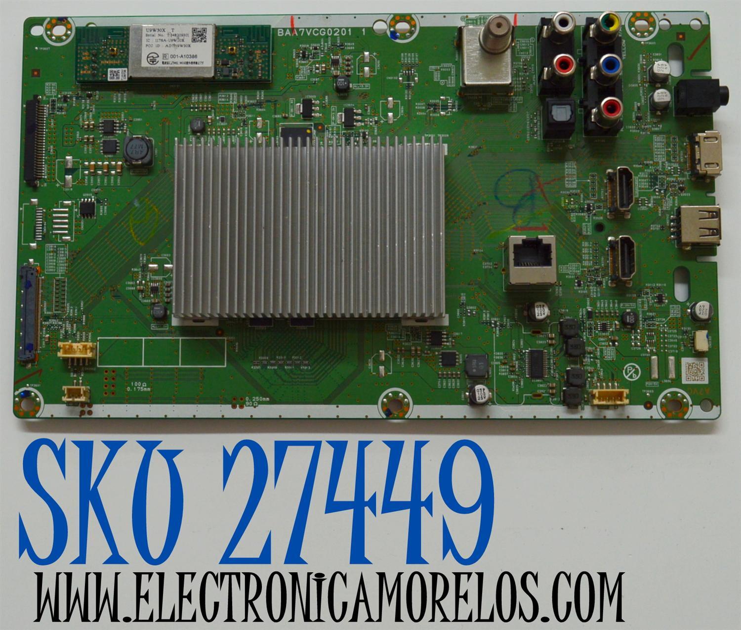MAIN ORIGINAL PARA TV / NUMERO DE PARTE AA7VC011 / BAA7VCG0201 1 / BAA7VCG02011 / A7VC / MODELO 65"