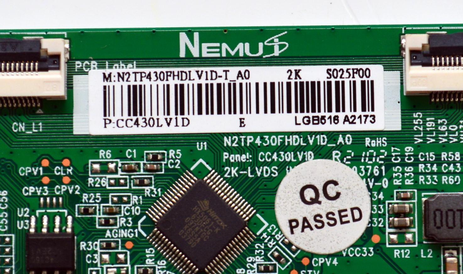 T-CON ORIGINAL PARA TV SCEPTRE / NUMERO DE PARTE N2TP430FHDLV1D / N2TP430FHDLV1D_A0 / CC430LV1D / N2TP430FHDLV1D-T_A0 / 2K-LVDS / LGB516 A2173 / PANEL BOEA430WU1 / DISPLAY CC430LV1D VER.02 / MODELO X437BV-FSRD / X437BV-FSRB - Imagen 2