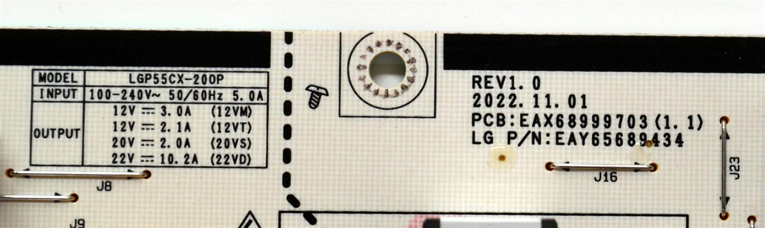 FUENTE DE PODER ORIGINAL PARA TV LG / NUMERO DE PARTE EAY65689434 / EAX68999703 / EAX68999703(1.1) / 65689434 / PANEL AC550AQL / MODELO OLED55B4PUA / OLED55B4PUA.DUSQLJR / OLED55B3AUA.DUSQLJR - Imagen 3