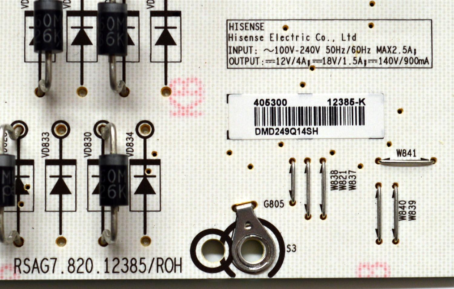 FUENTE DE PODER ORIGINAL PARA TV HISENSE / NUMERO DE PARTE 405300 / RSAG7.820.12385/ROH / CQC13134095636 / HDCEM1 / 12385-K / PANEL HD650H1U51-TALB6\ROH / DISPLAY T650QVN07.5 / MODELO 65QD65NF - Imagen 2