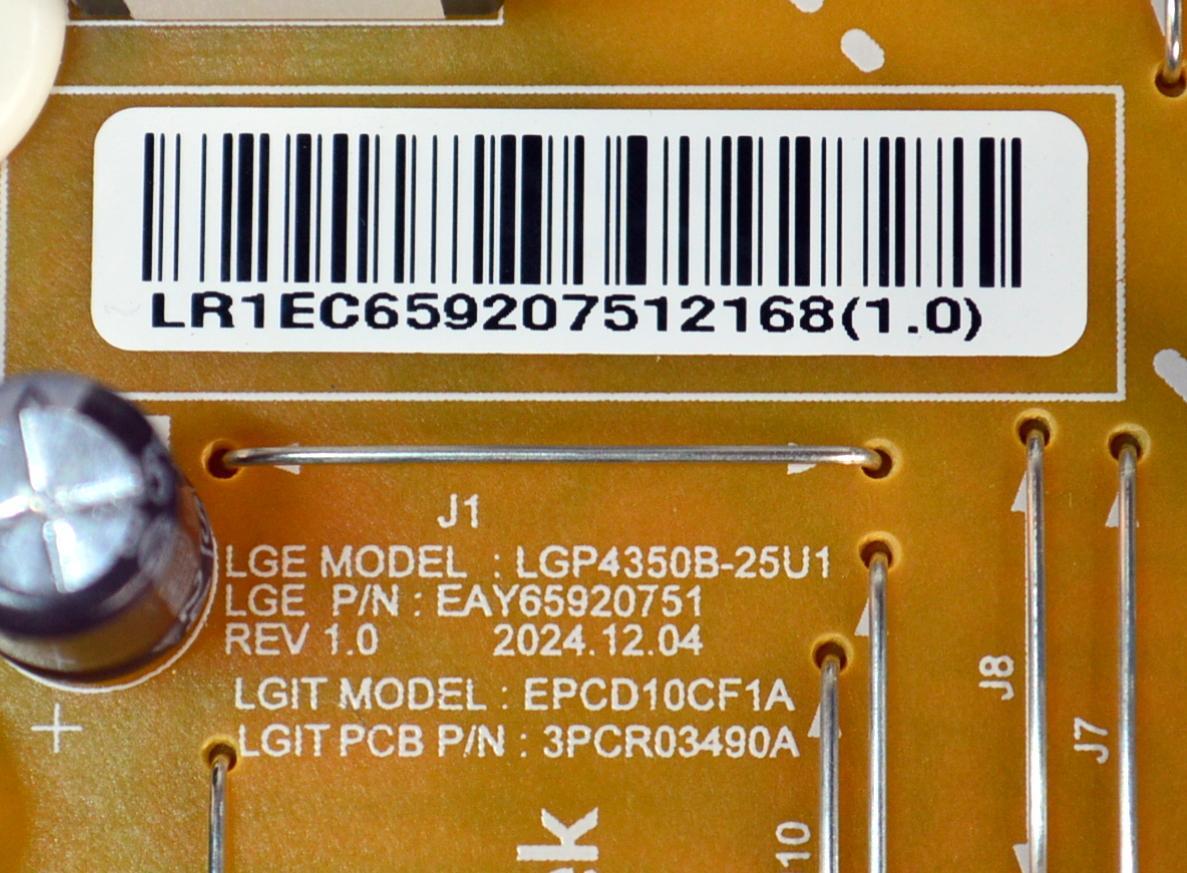 FUENTE DE PODER ORIGINAL PARA TV LG / NUMERO DE PARTE EAY65920751 / LGP4350B-25U1 / EPCD10CF1A / 3PCR03490A / 65920751 / PANEL HC430DQG-ABLA1-9145 / DISPLAY HV430QUB-F7F / MODELO 43UA7500ZUA  - Imagen 2