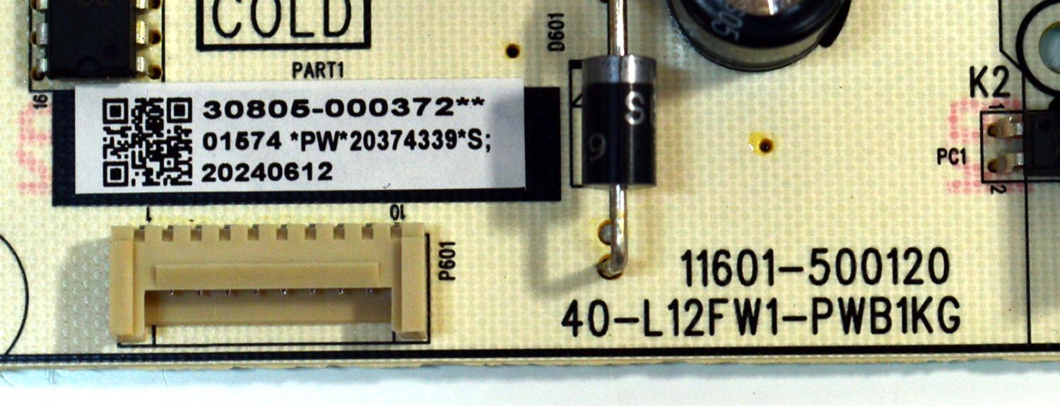 FUENTE DE PODER ORIGINAL PARA TV TCL / NUMERO DE PARTE 30805-000372 / 11601-500120 / 40-L12FW1-PWB1KG / 20374339 / PANEL LVU500NDEL / DISPLAY CV500U2-L02 REV:01 / BOARD CV500U2-L02-XR-1 / CV500U2-L02-XL-1 / MODELO 50S451 - Imagen 2