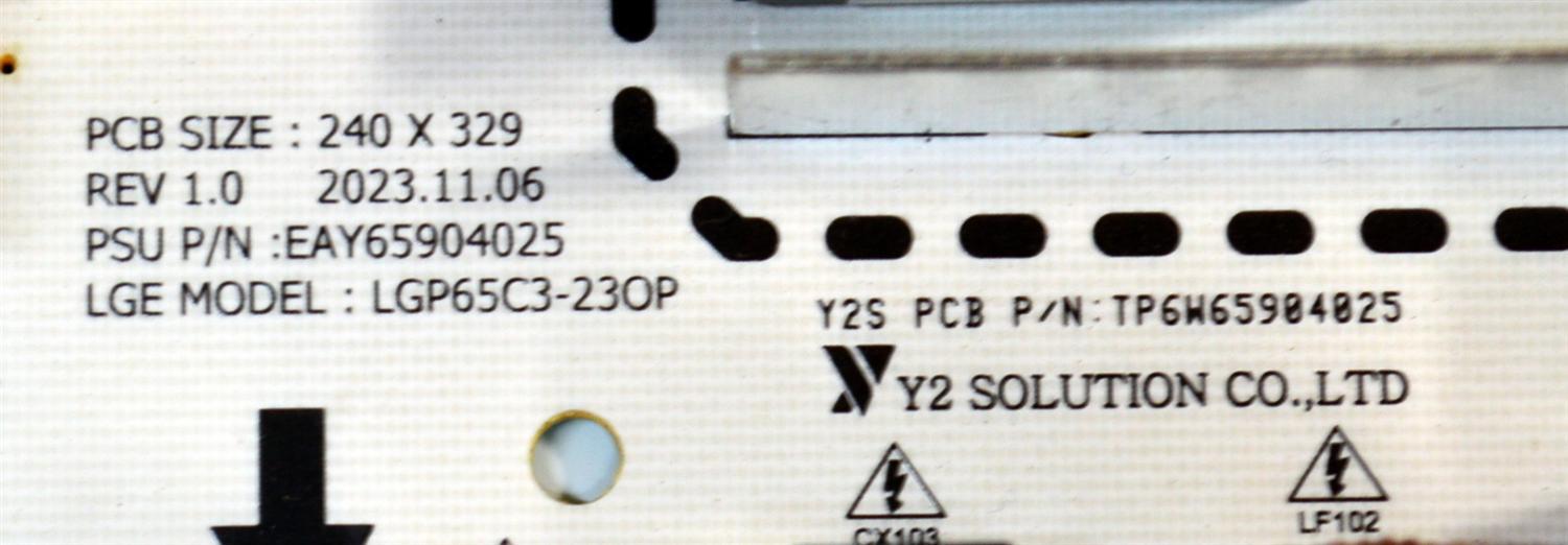 FUENTE DE PODER ORIGINAL PARA TV LG / NUMERO DE PARTE EAY65904025 / LGP65C3-23OP / TP6W65904025 / 65904025 / MODELO OLED65C4AUA - Imagen 3