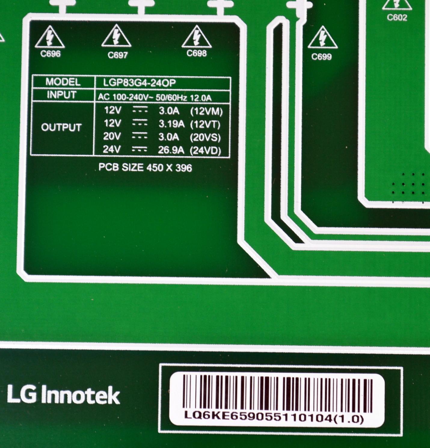FUENTE DE PODER ORIGINAL PARA TV LG / NUMERO DE PARTE EAY65905511 / LGP83G4-24OP / EPCB89CC2A / 3PCR03373A / 65905511 / MODELO OLED83G4WUA / OLED83G4WUA.BUSYLJR - Imagen 3