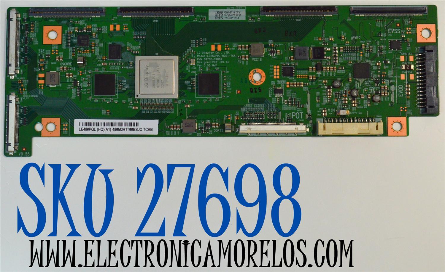 T-CON ORIGINAL PARA TV LG / NUMERO DE PARTE 6871L-6934A / 6870C-0908A / LE550PQL-HQD1-TCA / LE480PQL (HQ)(A1) / 6934A / PANEL AC480AQL / MODELO OLED48C2AUA.DUSQLJR / OLED48C3AUB.DUSQLJR