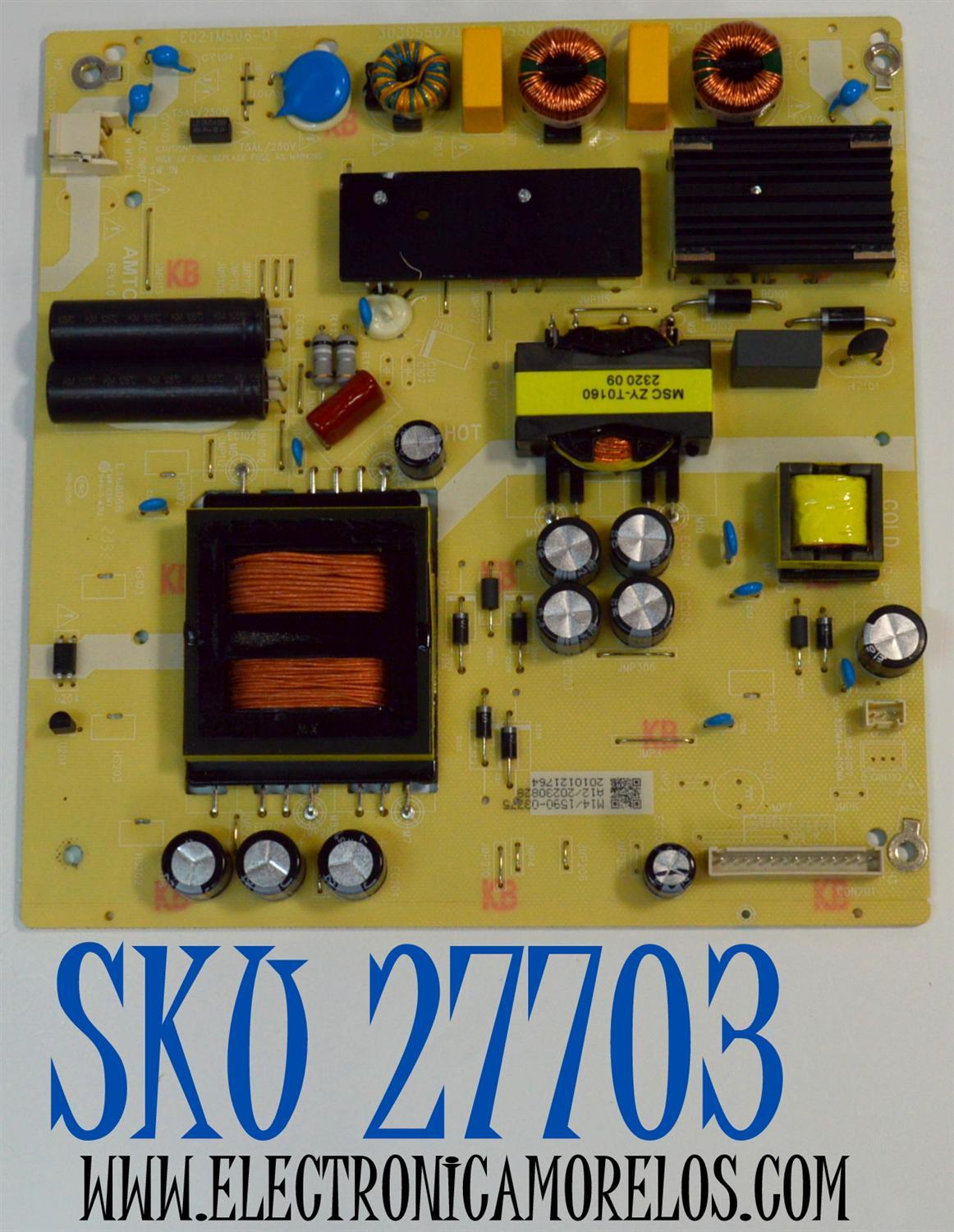 FUENTE DE PODER PARA TV ROKU SELECT SERIES / NUMERO DE PARTE 514C5507M14 / TV5507-ZC02-02 / TV5507-ZC02-02(D) / 303C550706D / E021M506-D1 / M14/1590-03775 / 2010121764 / DISPLAY ST5461D18-2 VER.2.1 / BOARD CSU05-XR-1 / CSU05-XL-1 / MODELO 55R4A5X
