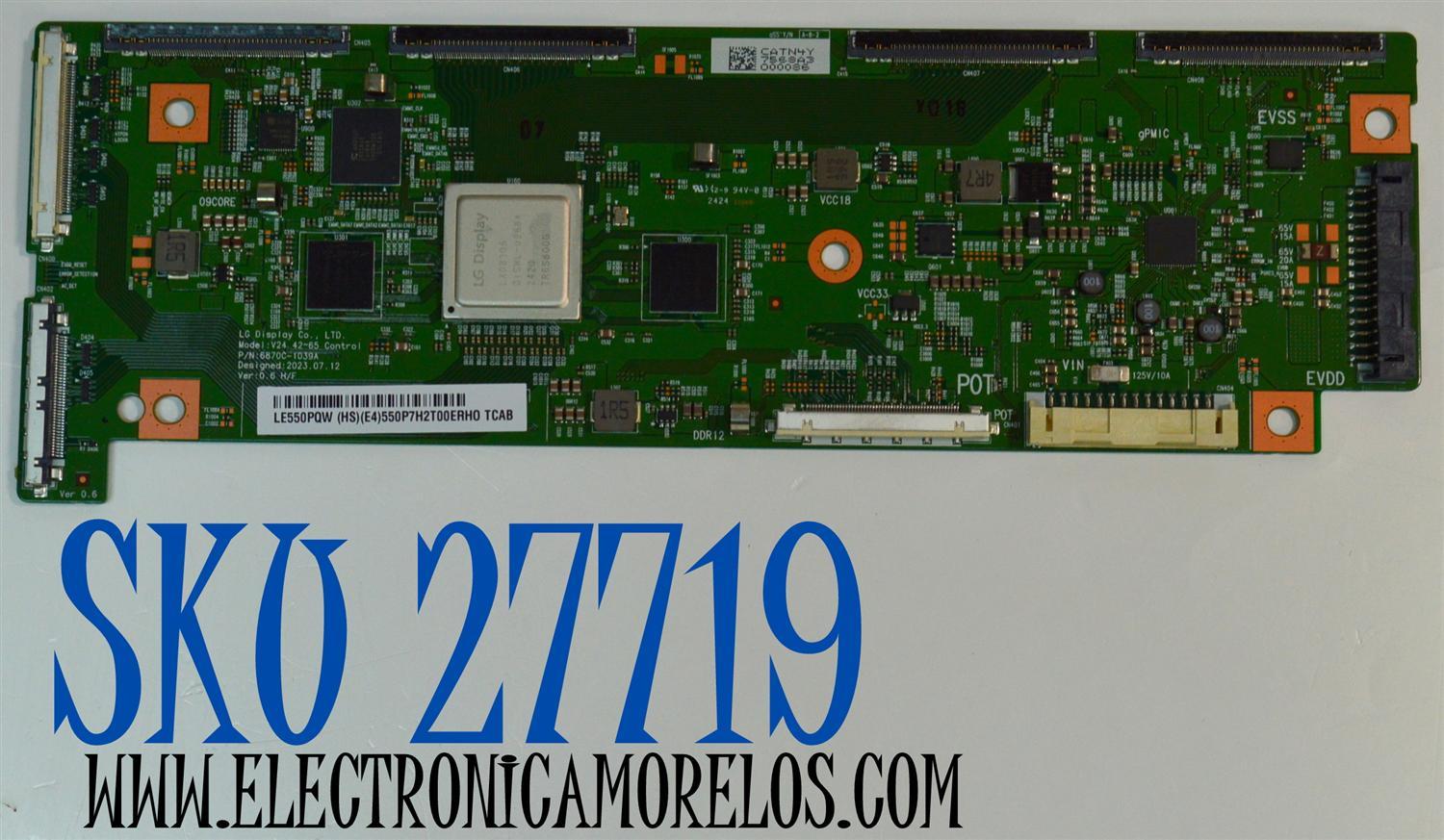 T-CON ORIGINAL PARA TV LG / NUMERO DE PARTE 6871L-7568A / 6870C-1039A / LE550PQW (HS)(E4) / 7568A / MODELO OLED55C4AUA / OLED55C4AUA.DUSQLJR