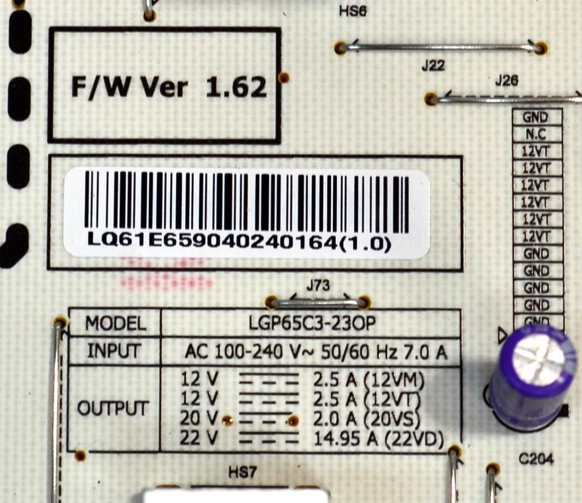 FUENTE DE PODER ORIGINAL PARA TV LG / NUMERO DE PARTE EAY65904024 / LGP65C3-23OP / EPC48CC2B / 3PCR03223C / 65904024 / MODELO OLED65C3AUA / OLED65C3AUA.DUSQLJR - Imagen 3