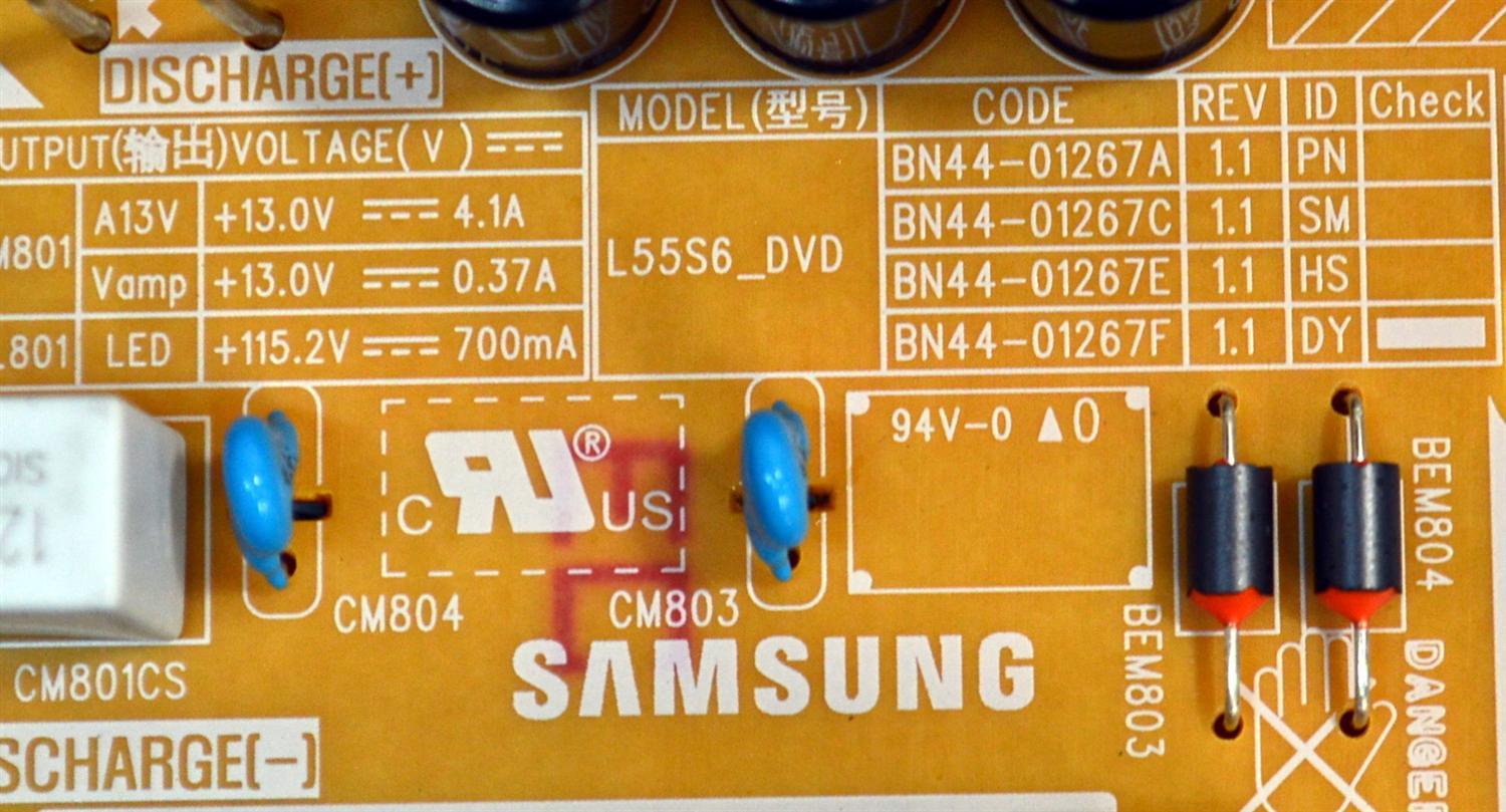 FUENTE DE PODER ORIGINAL PARA TV SAMSUNG / NUMERO DE PARTE L55S6DVDXX / L55S6_DVD /  PANEL CY-BD055HGCV2H / DISPLAY PT550GT04-1 VER.1.0 / MODELO UN55DU7200BXZA / UN55DU7200BXZA XC05 - Imagen 3
