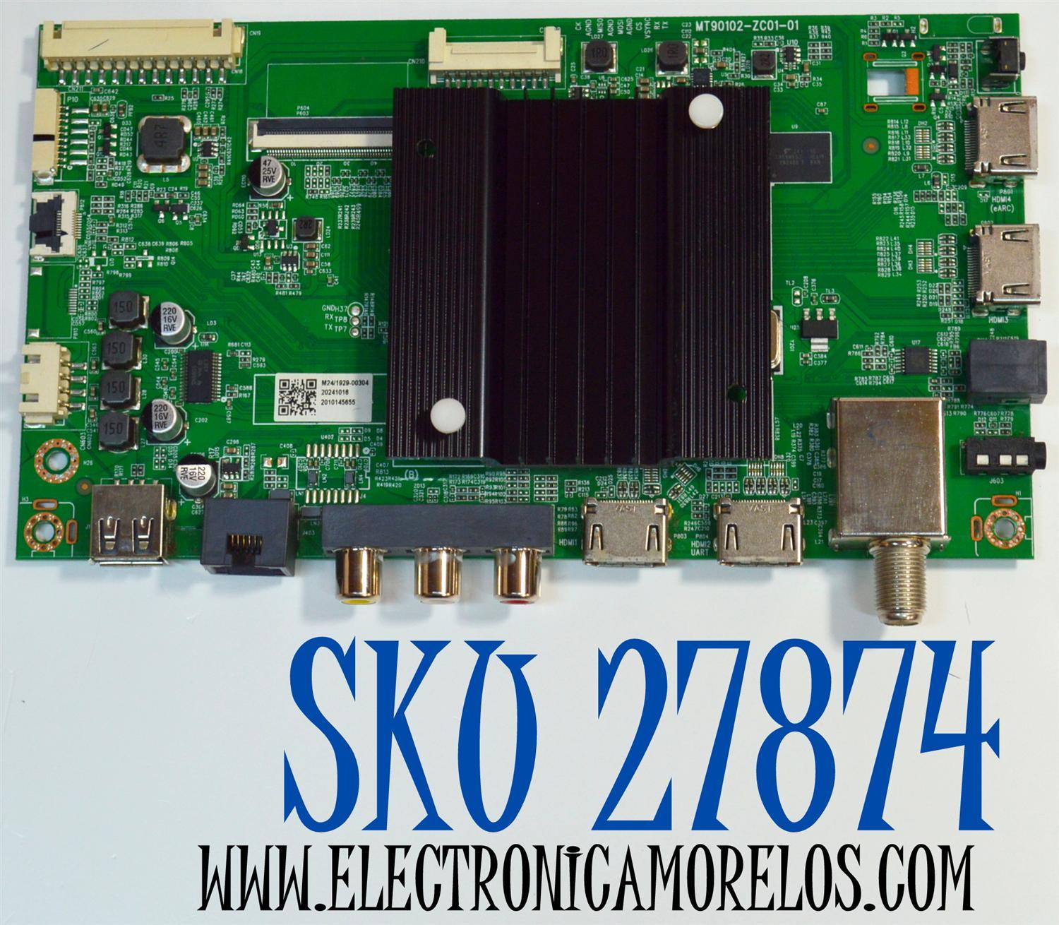 MAIN ORIGINAL PARA TV ROKU SELECT SERIES / NUMERO DE PARTE 515C90102M24 / MT90102-ZC01-01 / M24/1929-00304 / 2010145655 / DISPLAY ST7461D03-2 VER.2.3 / MODELO 75R6AX