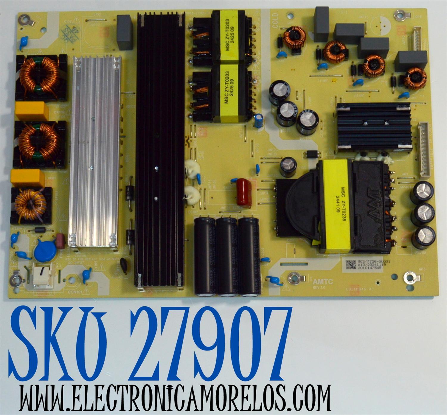 FUENTE DE PODER ORIGINAL PARA TV VIZIO / NUMERO DE PARTE 514C7003M03 / TV7003-ZC02-01 / E021M846-A2 / M03/7726-00031 / 2010147545 / DISPLAY JR745R3HC5K / BN96-58357A / MODELO V4K75M-0810 / V4K75M-0810 LMC1W6GA