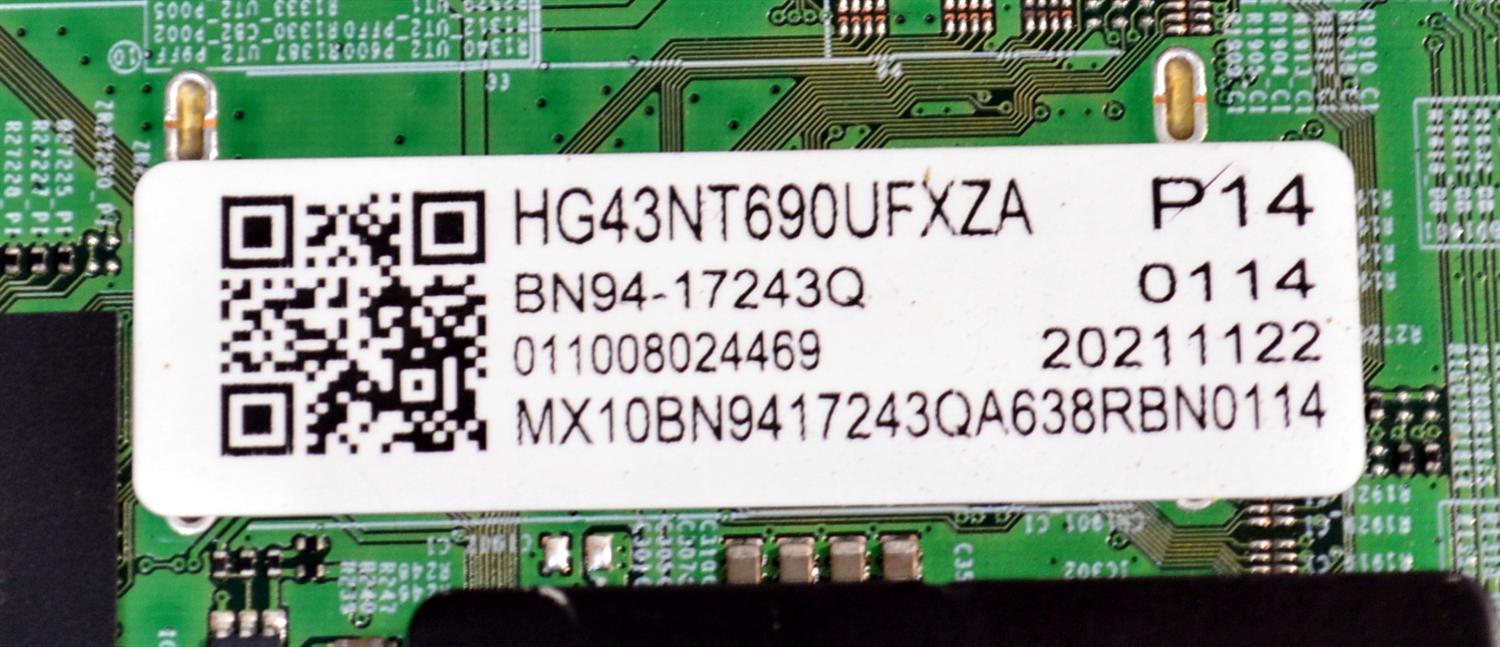 MAIN ORIGINAL PARA TV SAMSUNG / NUMERO DE PARTE BN94-17243Q / BN41-02611C / BN41-02611 / BN41-02611C-000 / DZFH2133 / BN9417243Q / BN97-18806R / PANEL CY-BT043HGAV3H / DISPLAY T430QVN03.K / BN96-52433A / MODELO HG43NT690UFXZA / HG43NT690UFXZA AA02 - Imagen 2