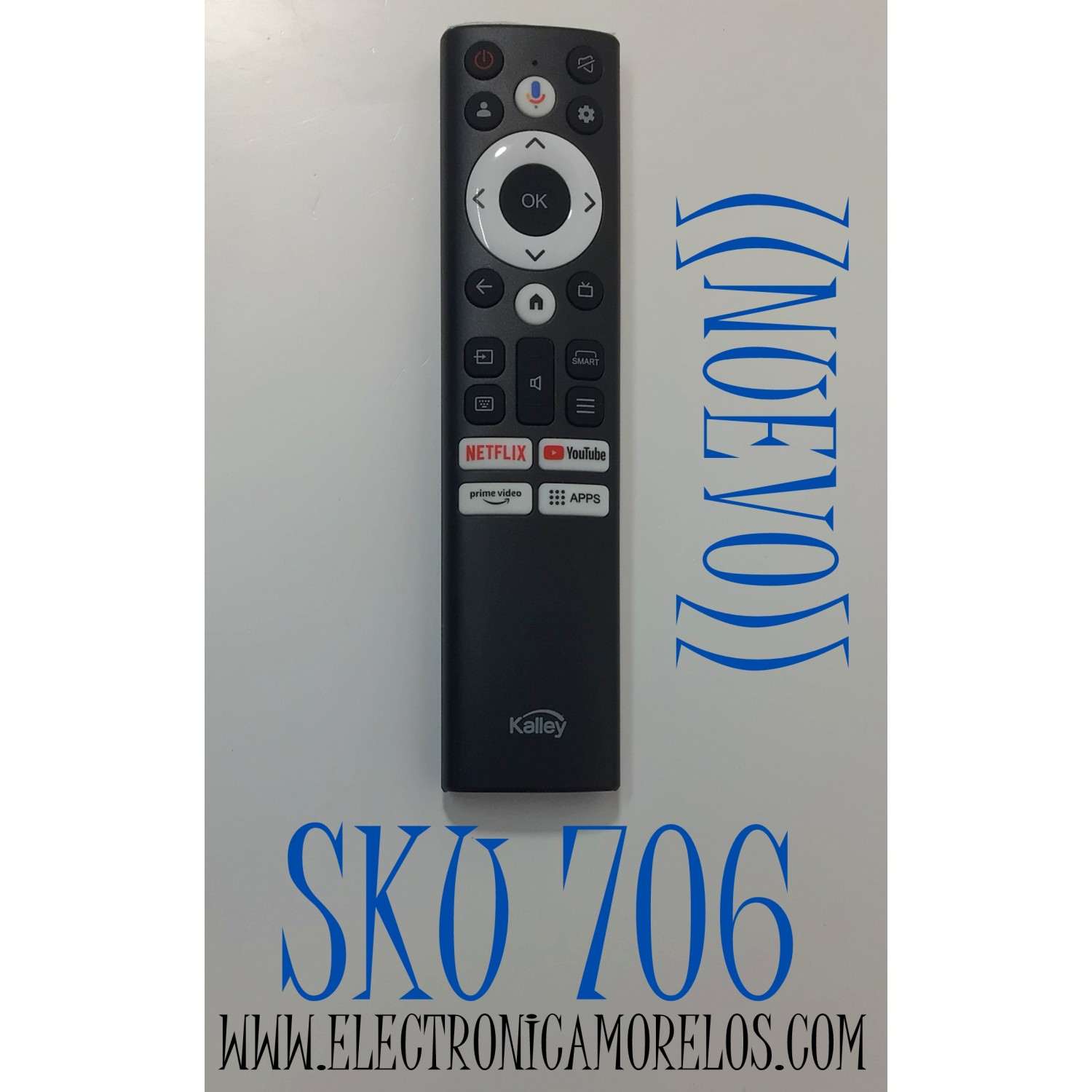 CONTROL REMOTO ORIGINAL NUEVO PARA TV KALLEY / GOOGLE TV / CON COMANDO DE VOZ / NUMERO DE PARTE T6-B86N23-ZL001CK / 06-B86N23-ZL001 / 2024041005283 / MO0DELO K-ATV50UHD