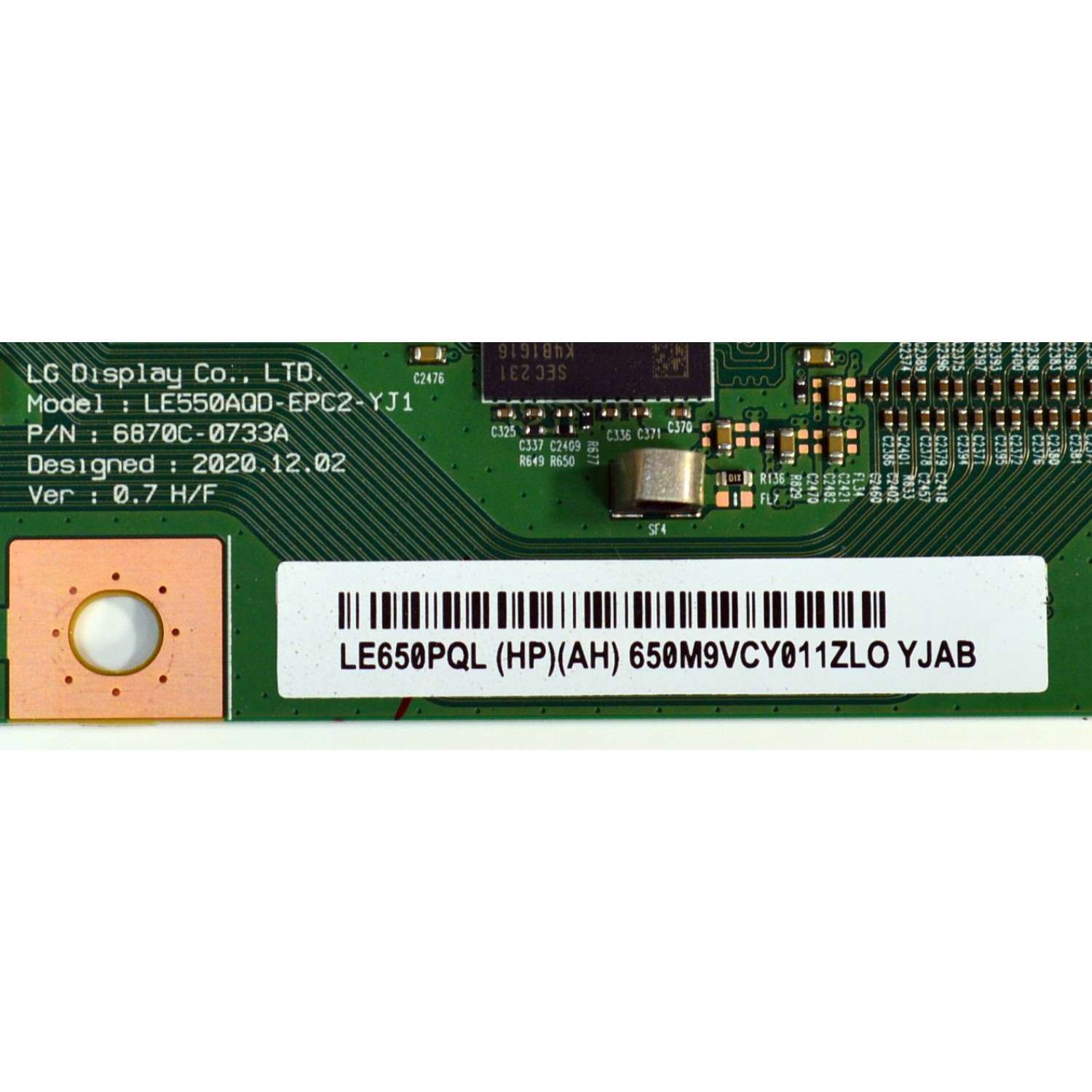 T-CON ORIGINAL PARA TV LG / NUMERO DE PARTE 6871L-4975D / 6870C-0733A / LE550AQD-EPC2-YJ1 / LE650PQL (HP)(AH) / 4975D / PANEL AC650AQL / MODELO OLED65B3AUA / OLED65B3AUA.DUSQLJR - Imagen 3