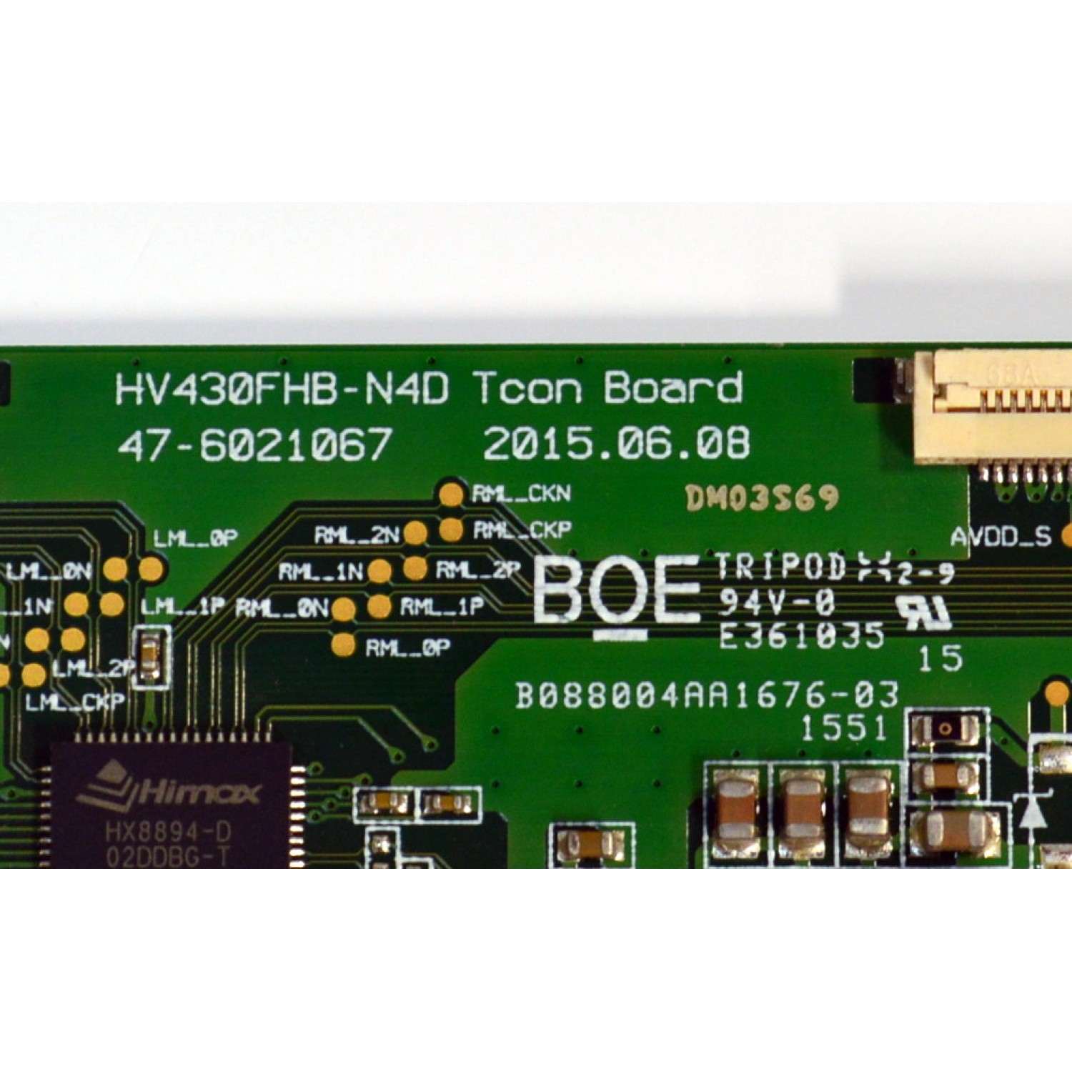 T-CON ORIGINAL PARA TV LG / NUMERO DE PARTE 44-9771123 / 47.6021067 / HV430FBH-N4D / HV430FBHN4D / 44-9771123AB061S / PANEL HC430DUN-ABVX1-214X / DISPLAY HV430FHB-N40 / MODELO 43LH570A-UE / 43LH570A-UE.BUSGLJM - Imagen 3