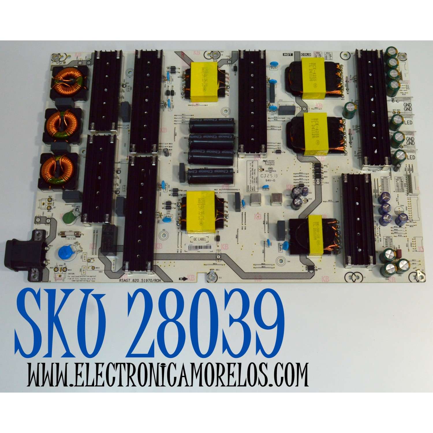 FUENTE DE PODER ORIGINAL PARA TV HISENSE / NUMERO DE PARTE 422270 / RSAG7.820.51970/ROH / CQC13134095636 / HDCEM1 / 51970-D / PANEL HD100J3U61-TBL4 / DISPLAY PTA00GT03-1 VER.1.0 / MODELO 100U65QFC / 100''