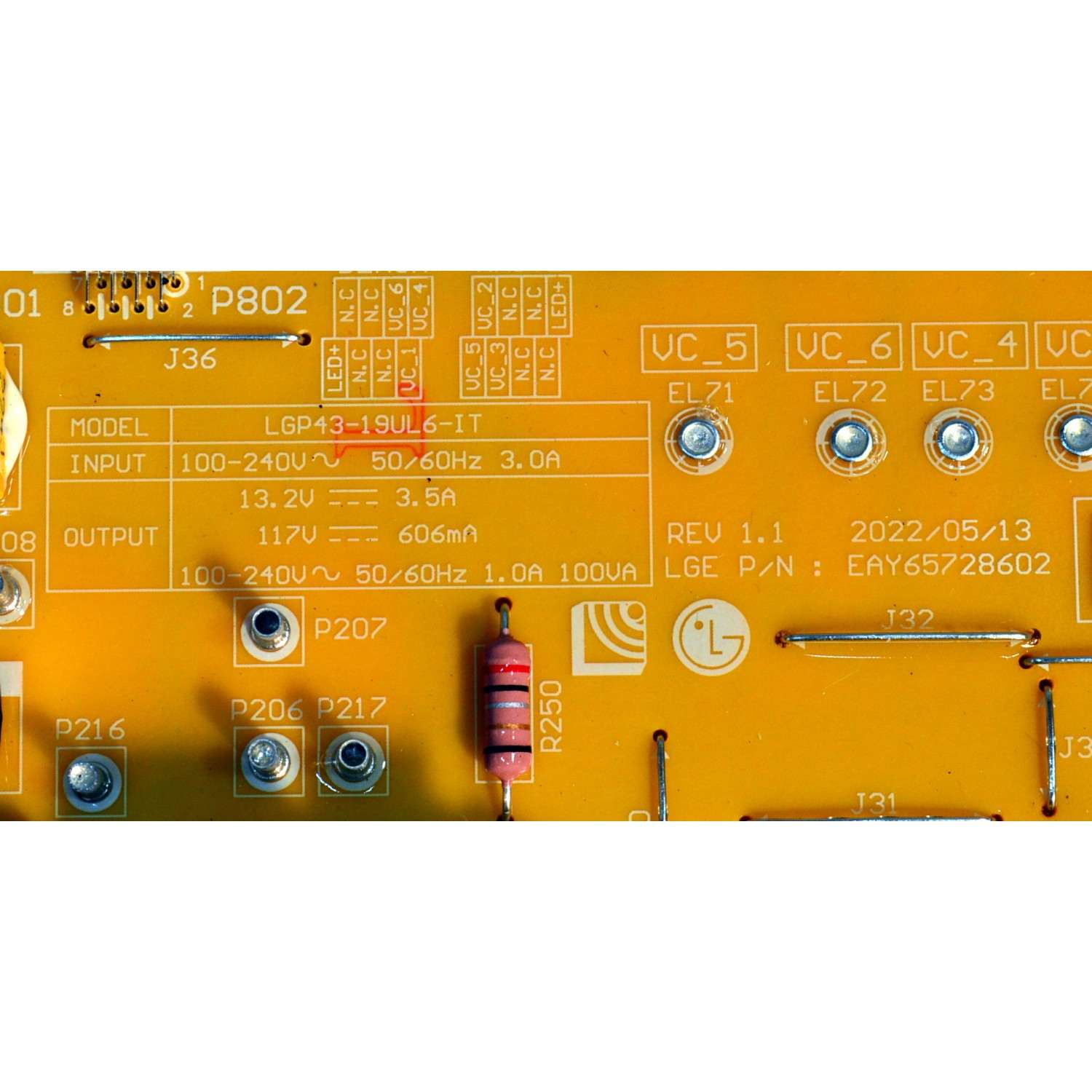 FUENTE DE PODER ORIGINAL PARA TV LG / NUMERO DE PARTE EAY65728602 / LGP43-19UL6-IT / 65728602 / PANEL ND430EQG-SBHR3 / DISPLAY DV430QUB-L2D / MODELO 43UA7500ZUA / 43UA7500ZUA.BUSFKLR - Imagen 3