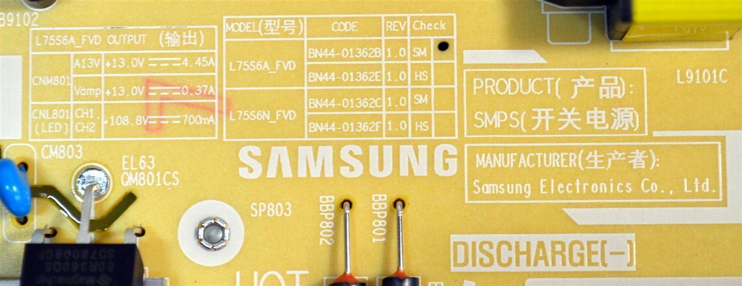 FUENTE DE PODER ORIGINAL PARA TV SAMSUNG / NUMERO DE PARTE BN44-01362B / L75S6A_FVD / BN4401362B / PANEL CY-TF075HGSV1H / DISPLAY JR745R3HC5K / BN96-59789A / MODELO QN75Q7FBAFXZA / QN75Q7FBAFXZA UA01 - Imagen 3