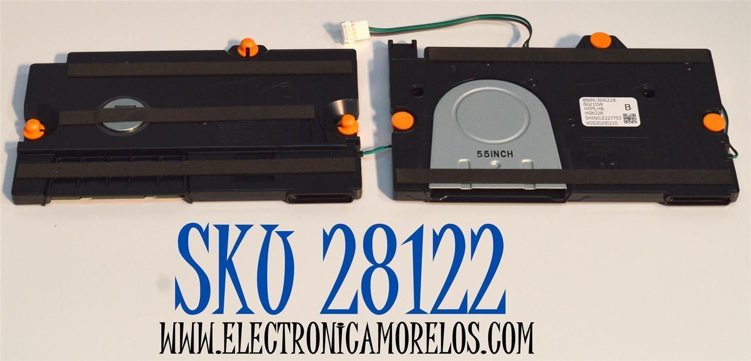KIT DE BOCINAS ORIGINAL PARA TV SAMSUNG 2 PIEZAS / NUMERO DE PARTE BN96-60622B / BN63-21513AX001 / 43Q80F / HSN22R / SHINILE227753 / MODELO QN55QN70FDXZA / QN55Q8FDAFXZA / QN55QN70FDFXZA