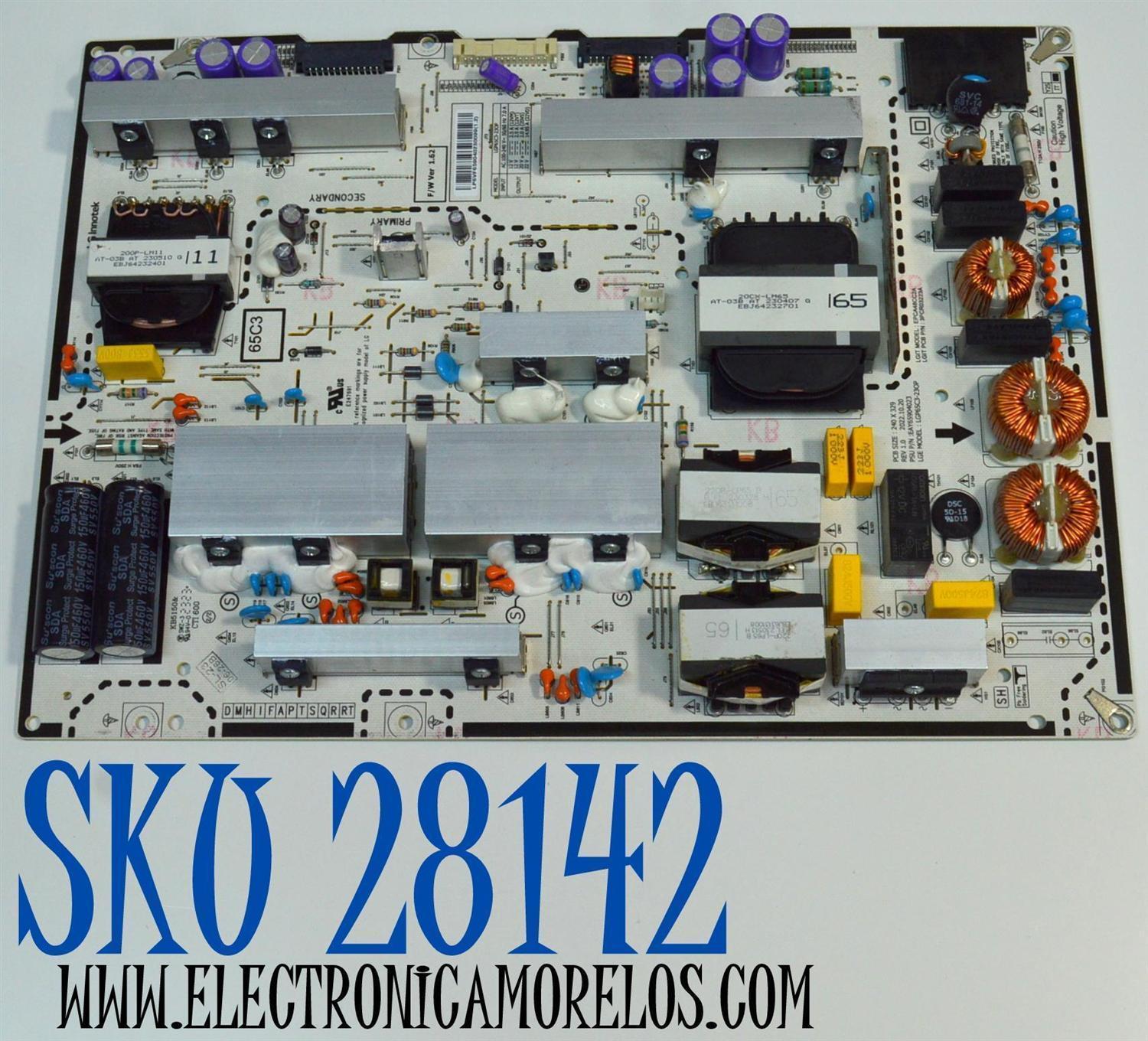 FUENTE DE PODER ORIGINAL PARA TV LG / NUMERO DE PARTE EAY65904023 / LGP65C3-23OP / EPCA48CC2A / 3PCR03223A / 65904023 / MODELO OLED65C3AUA / OLED65C3AUA.DUSQLJR